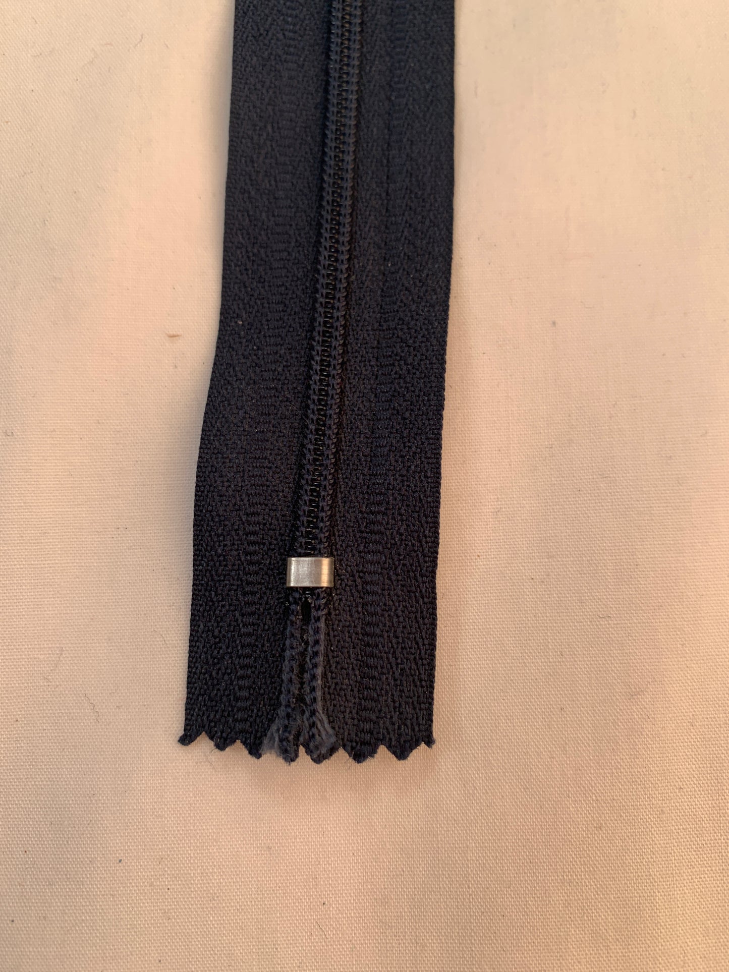 12 Inch Non-Separating Zipper, Navy Blue Molded Plastic, New