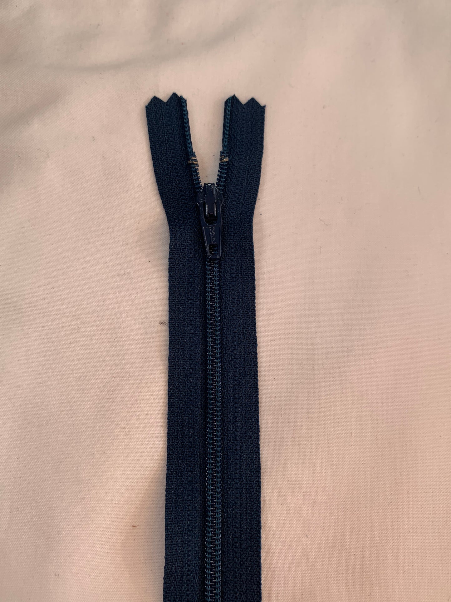 20 Inch Non-Separating Zipper, Navy Blue Color, Molded Plastic, New