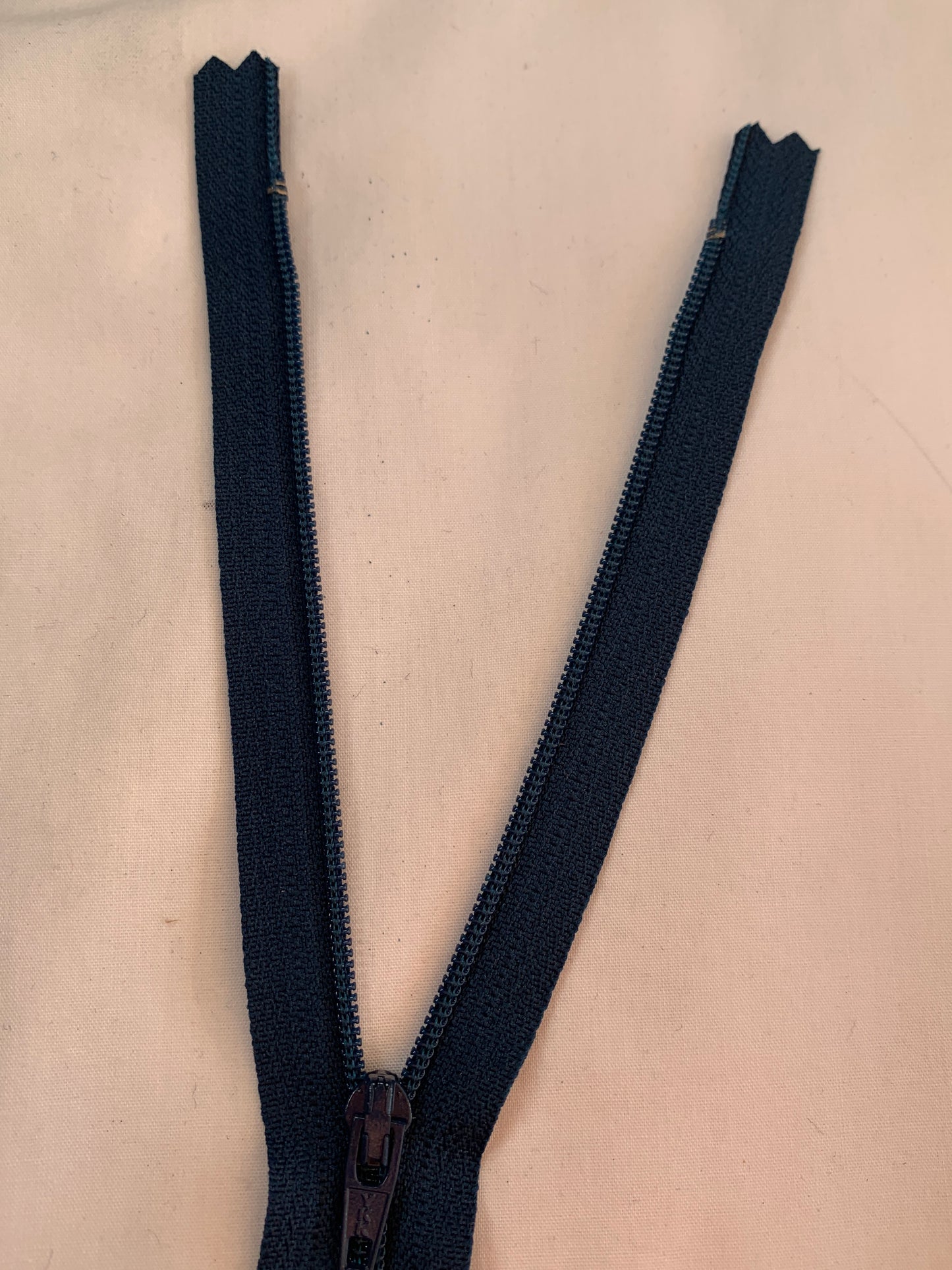 20 Inch Non-Separating Zipper, Navy Blue Color, Molded Plastic, New