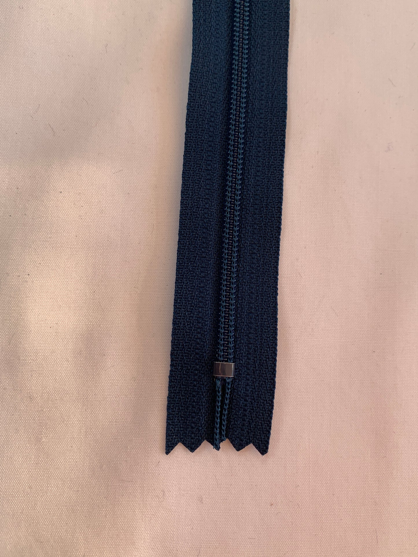 20 Inch Non-Separating Zipper, Navy Blue Color, Molded Plastic, New