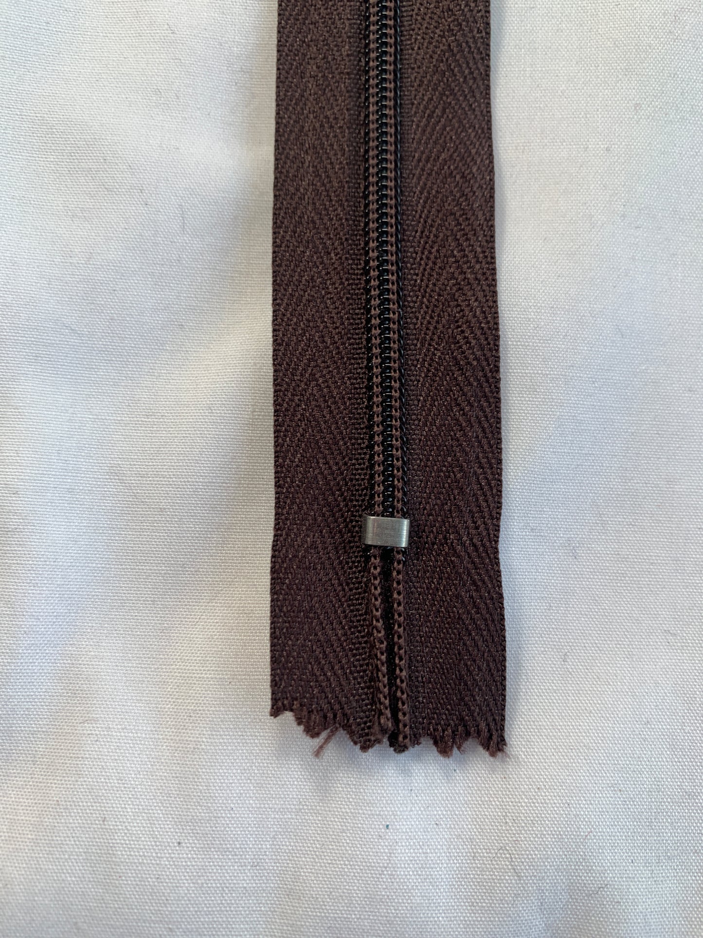 20 Inch Non-Separating Zipper, Dark Brown Color, Molded Plastic, New
