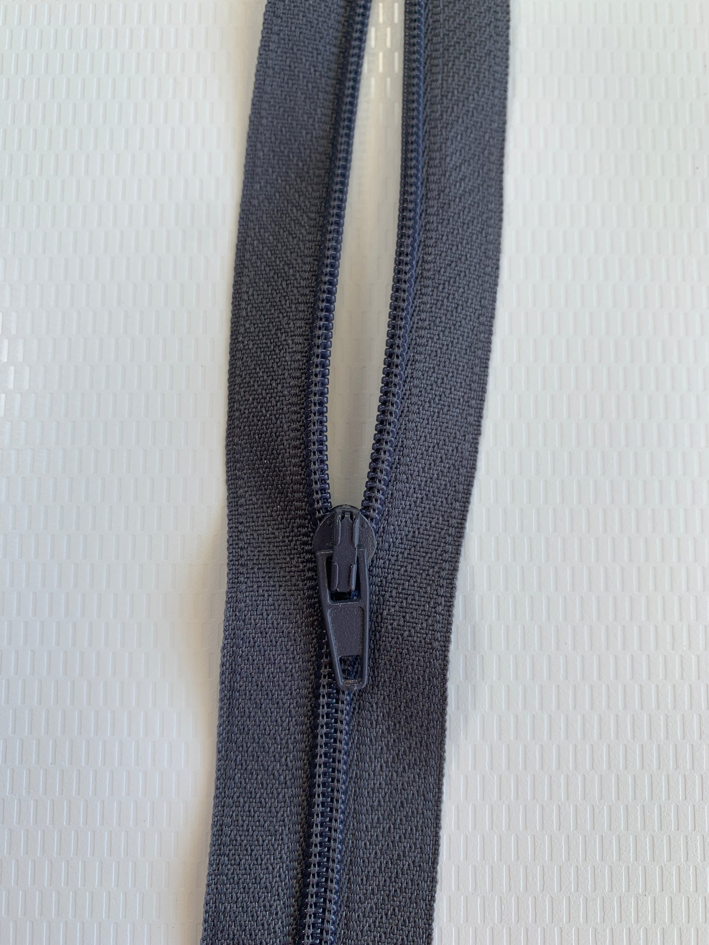 9 Inch Non-Separating Zipper, Dark Gray, Molded Plastic, New