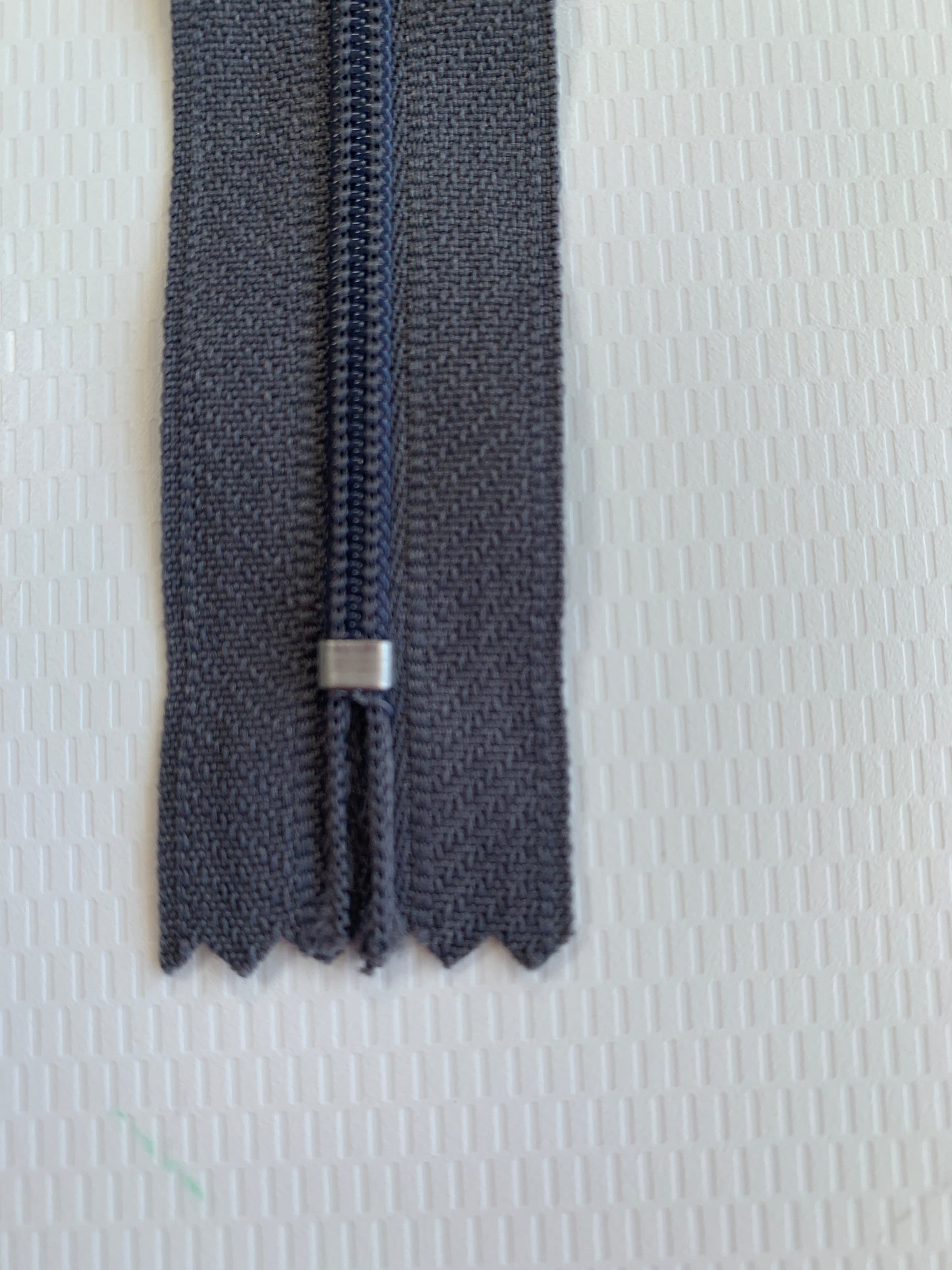 9 Inch Non-Separating Zipper, Dark Gray, Molded Plastic, New