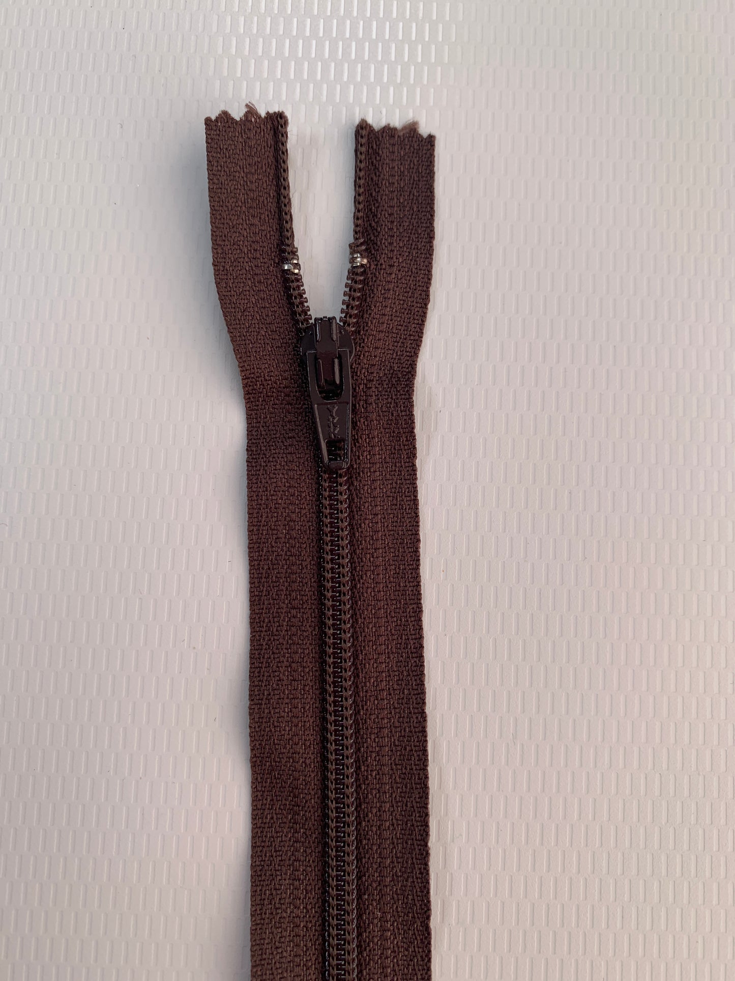 7 Inch Non-Separating Zipper, Chocolate Brown, Molded Plastic, New