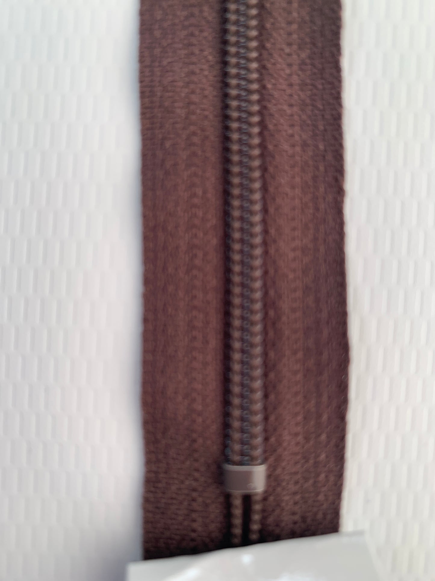 7 Inch Non-Separating Zipper, Chocolate Brown, Molded Plastic, New