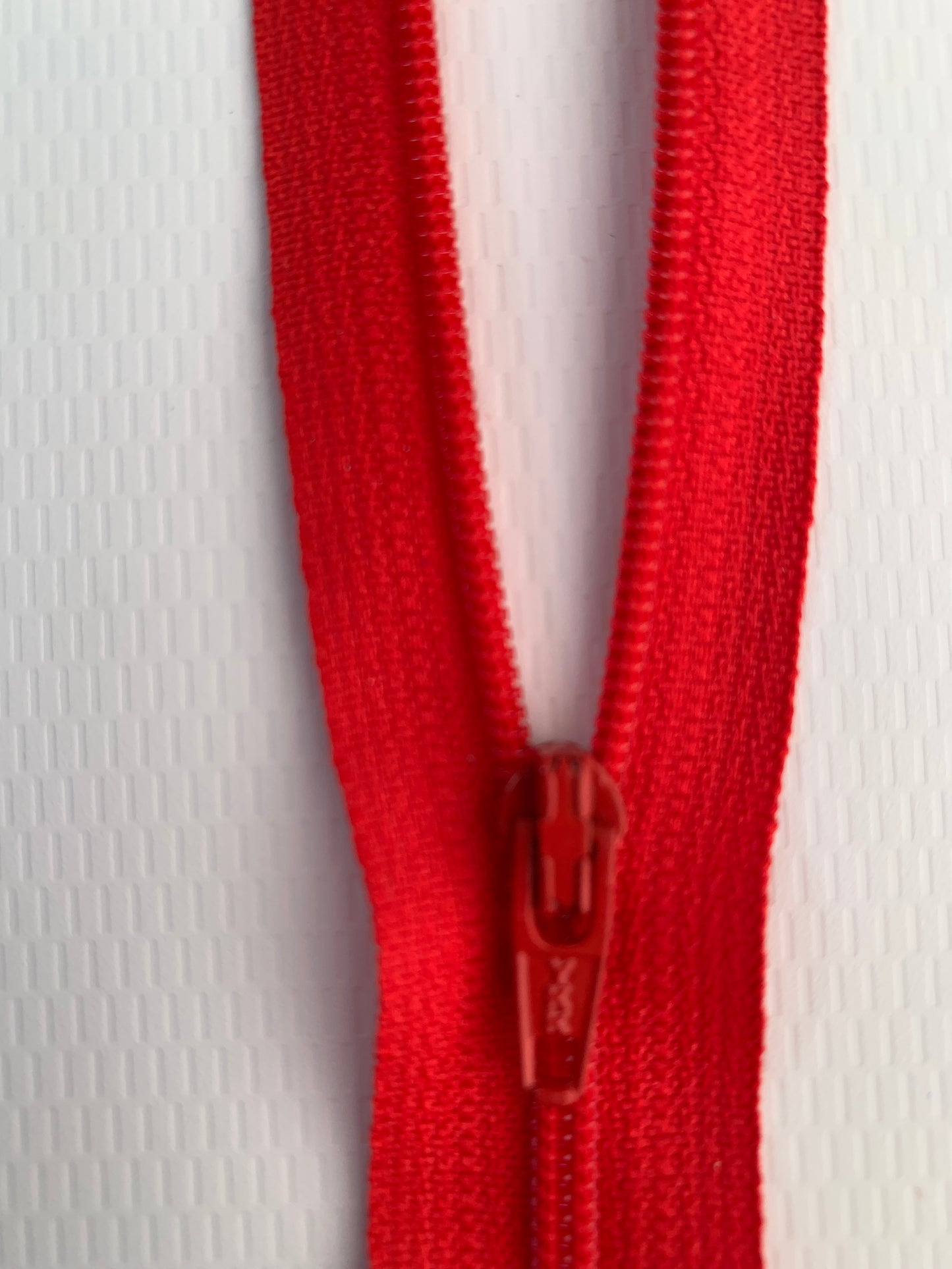 7 Inch Non-Separating Zipper, Orange Red, Molded Plastic, New