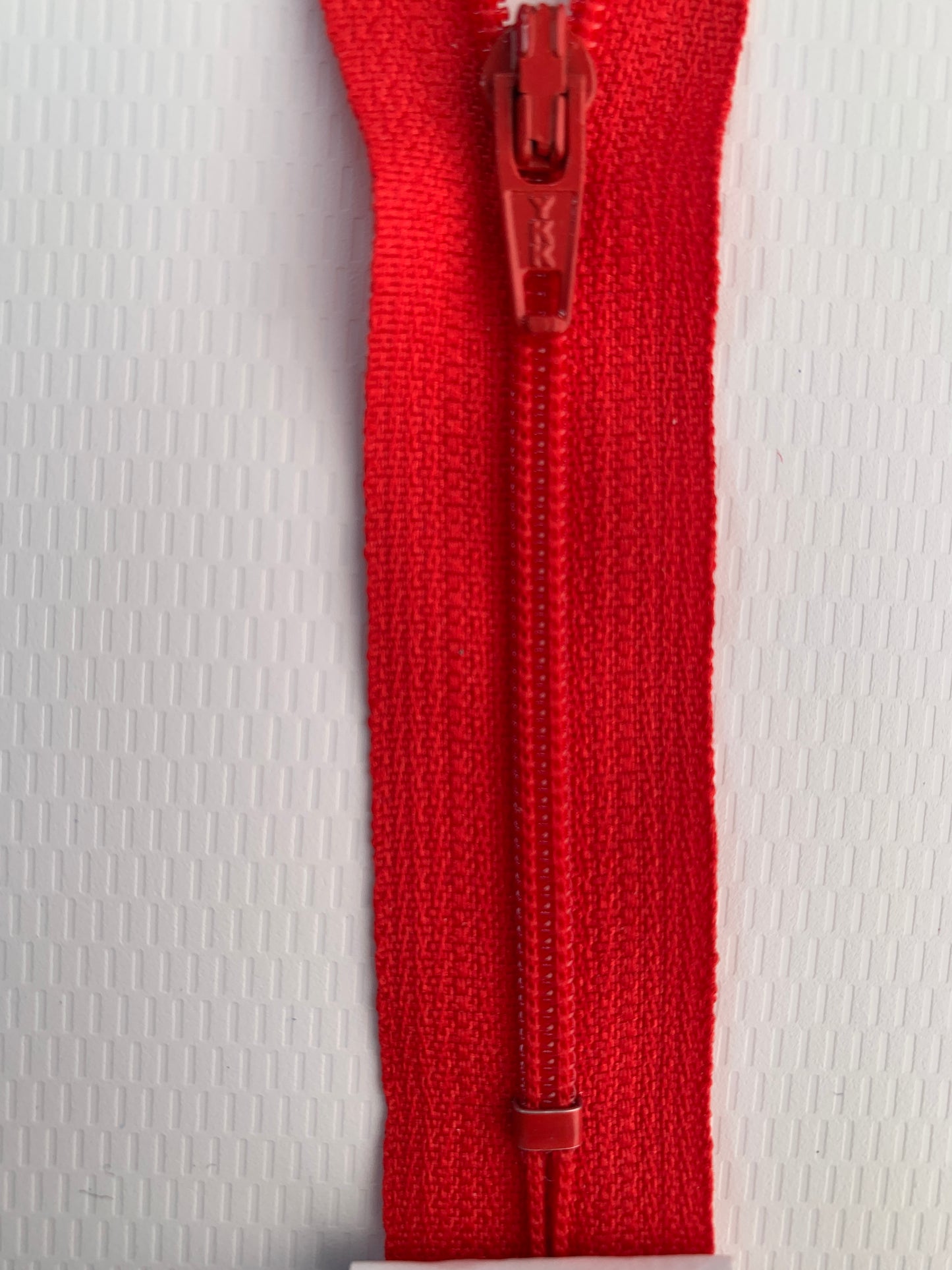 7 Inch Non-Separating Zipper, Orange Red, Molded Plastic, New