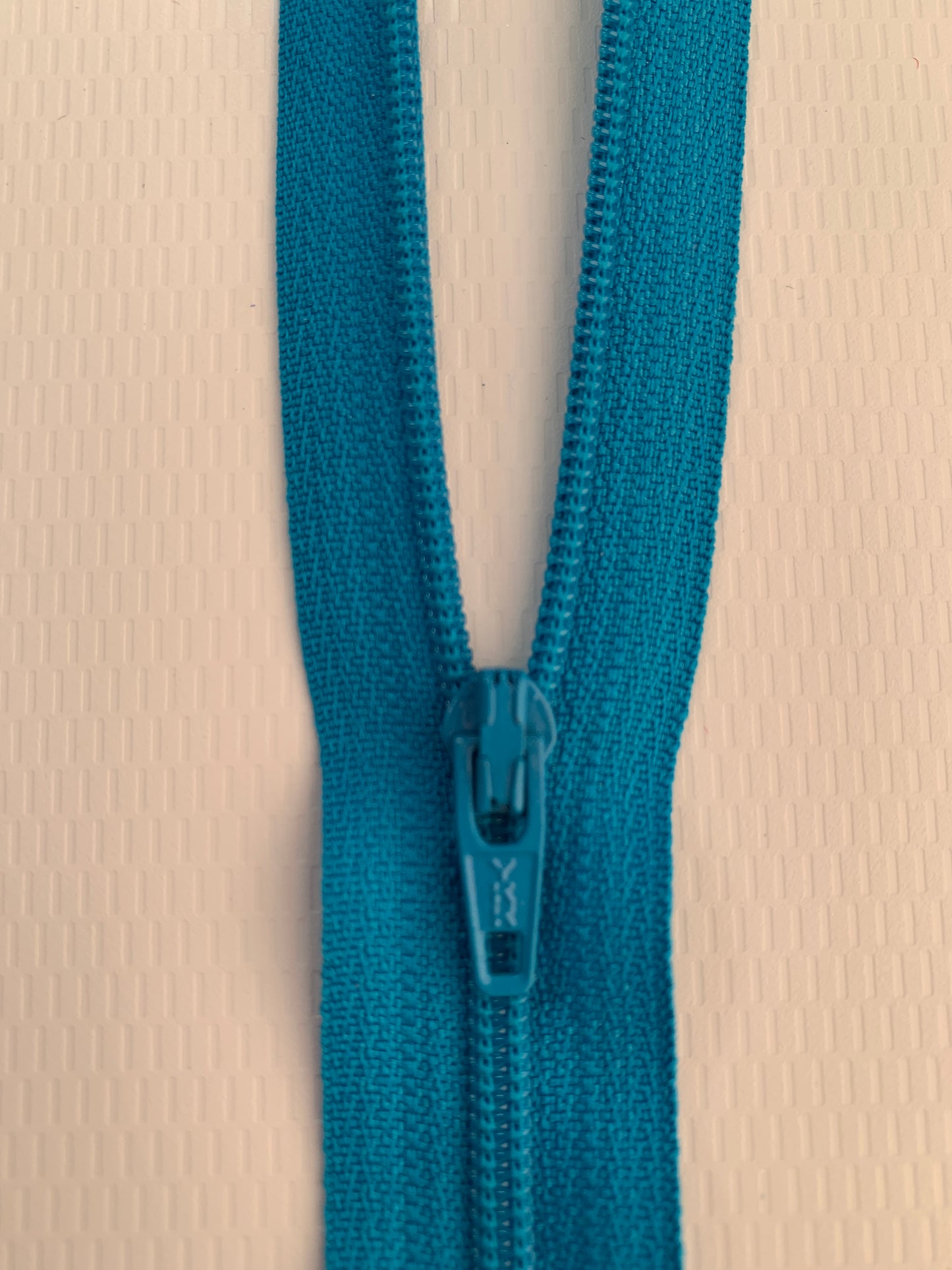 7 Inch Non-Separating Zipper, Peacock Blue, Molded Plastic, New