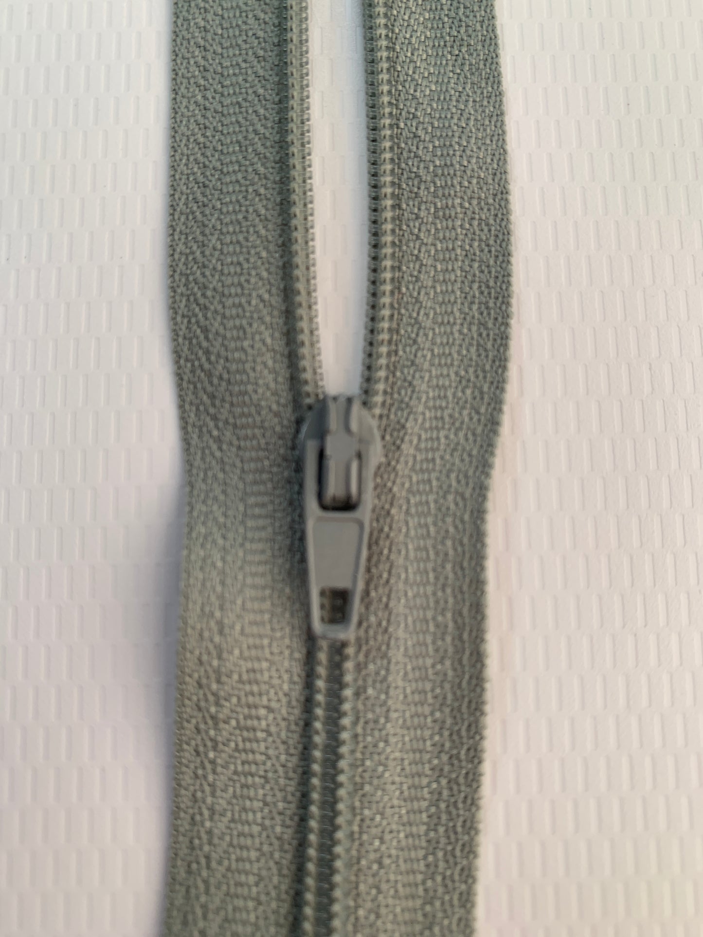 8 Inch Non-Separating Zipper, Seafoam Green, Molded Plastic, New