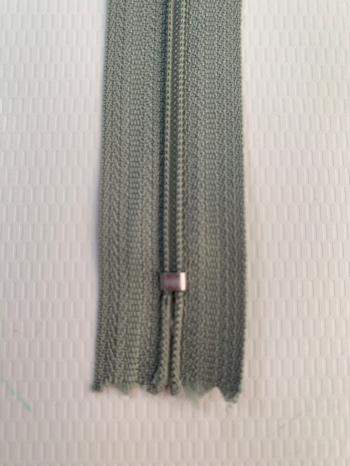 8 Inch Non-Separating Zipper, Seafoam Green, Molded Plastic, New