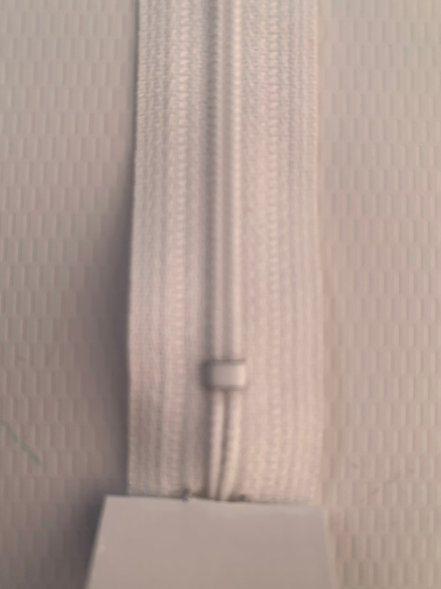 8 Inch Non-Separating Zipper, White, Molded Plastic, New