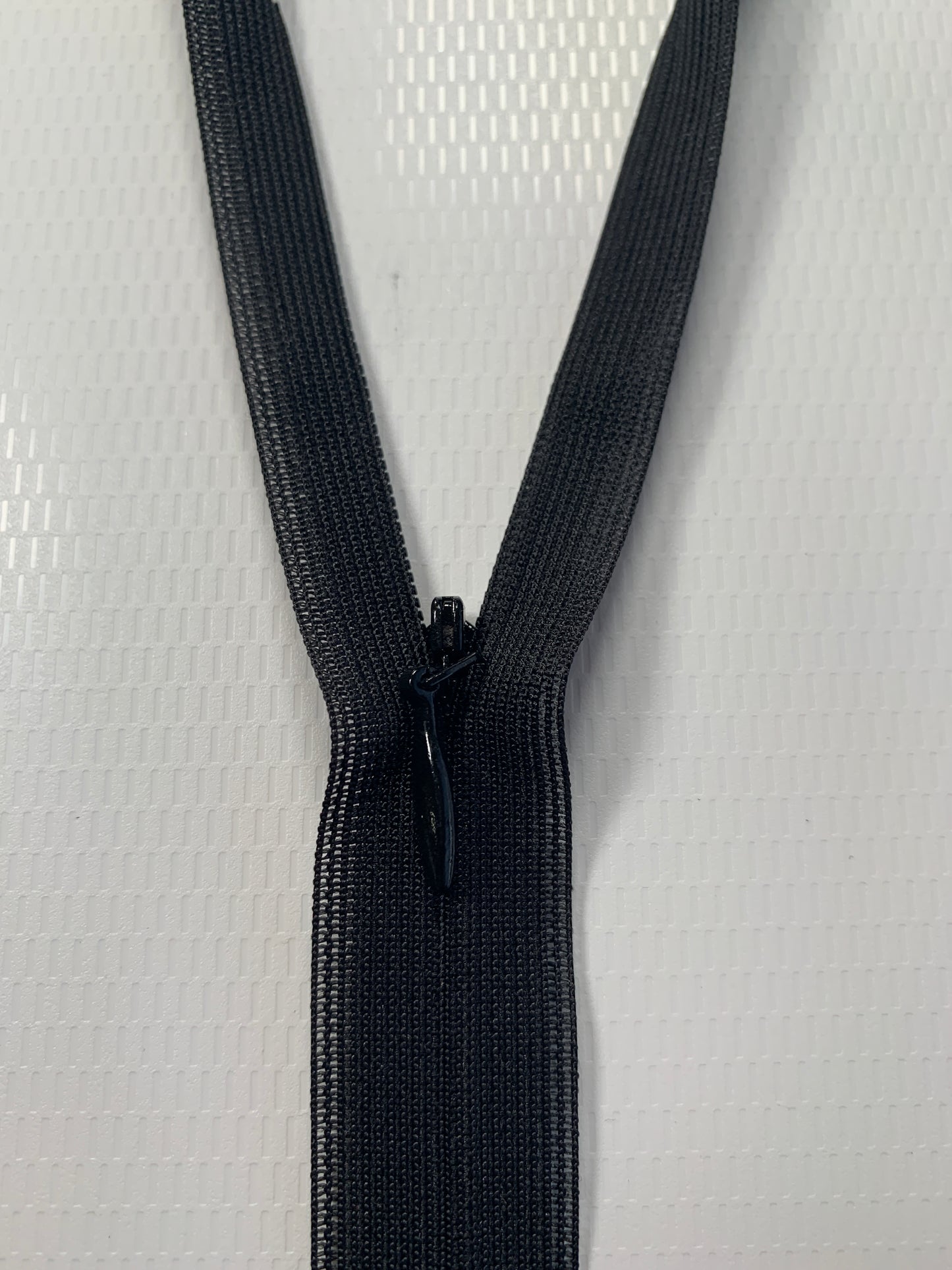 8 Inch Invisible Non-Separating, Black, Plastic Zipper