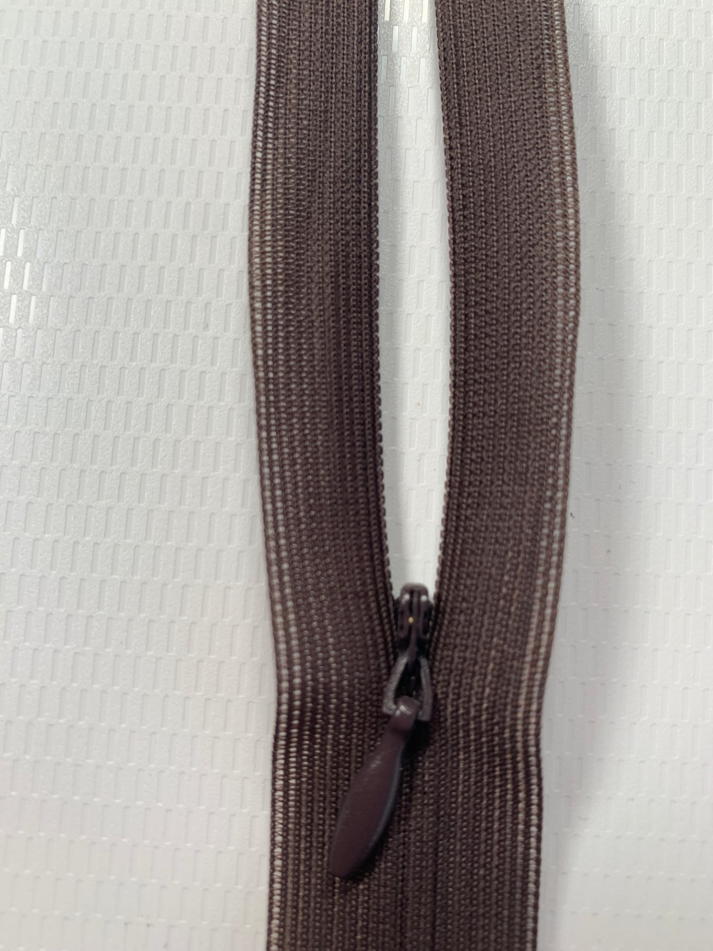 8 Inch Invisible Non-Separating, Brown, Plastic Zipper