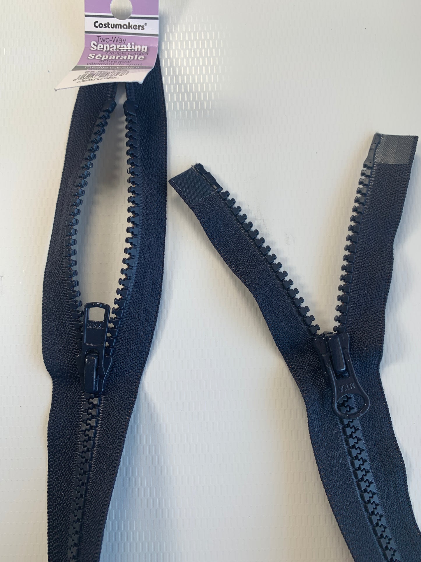 24 Inch Two-Way Plastic Molded Zipper, Navy Blue