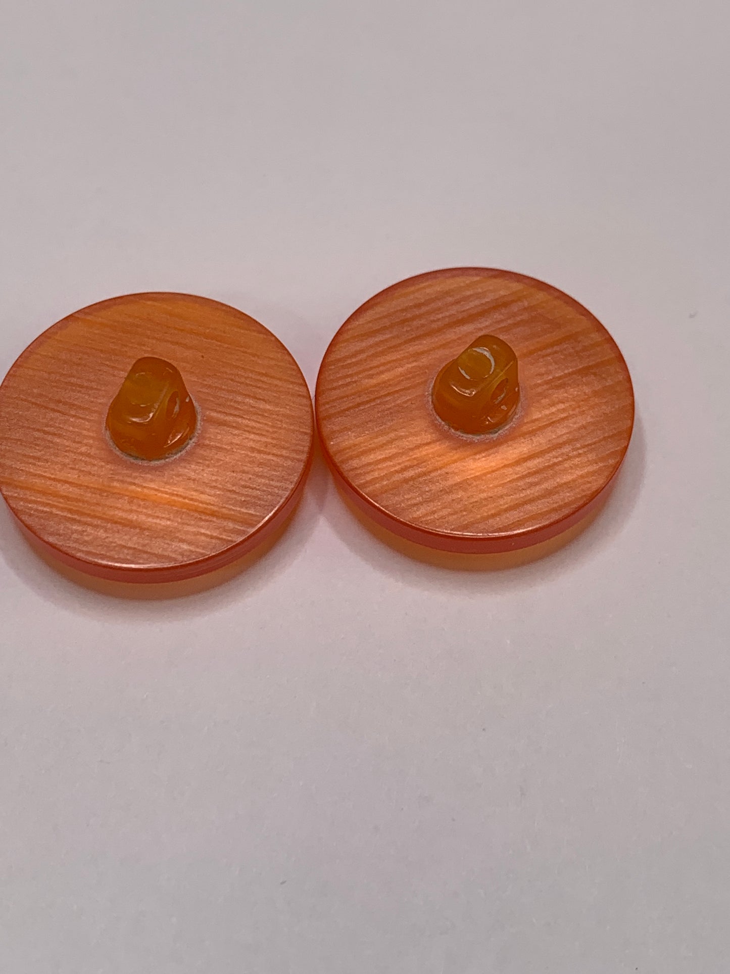 Vintage 2 Medium Round Buttons, Shank, Orange, 2cm, New/Old Stock