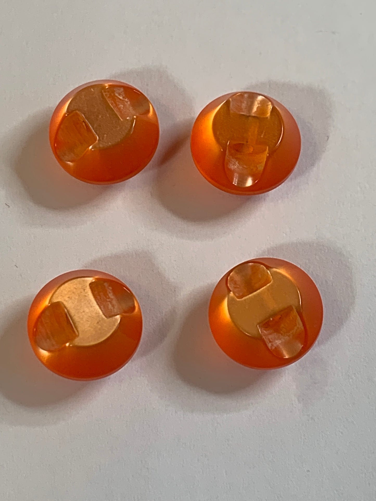 Vintage 4 Small Round Buttons, Shank, Orange, 1cm, New/Old Stock