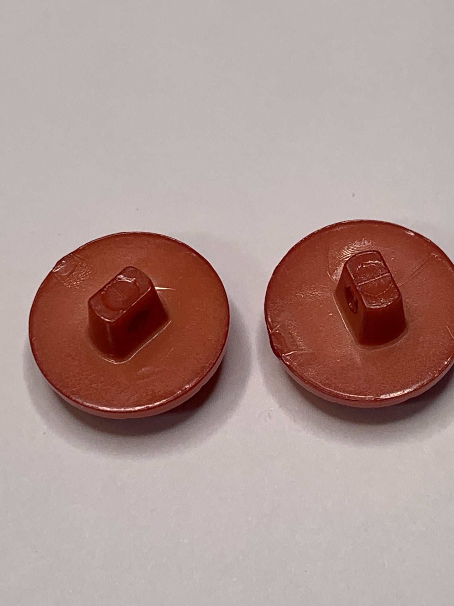 Vintage 2 Small Round Plastic Buttons, Shank, Orange, 2cm, New/Old Stock
