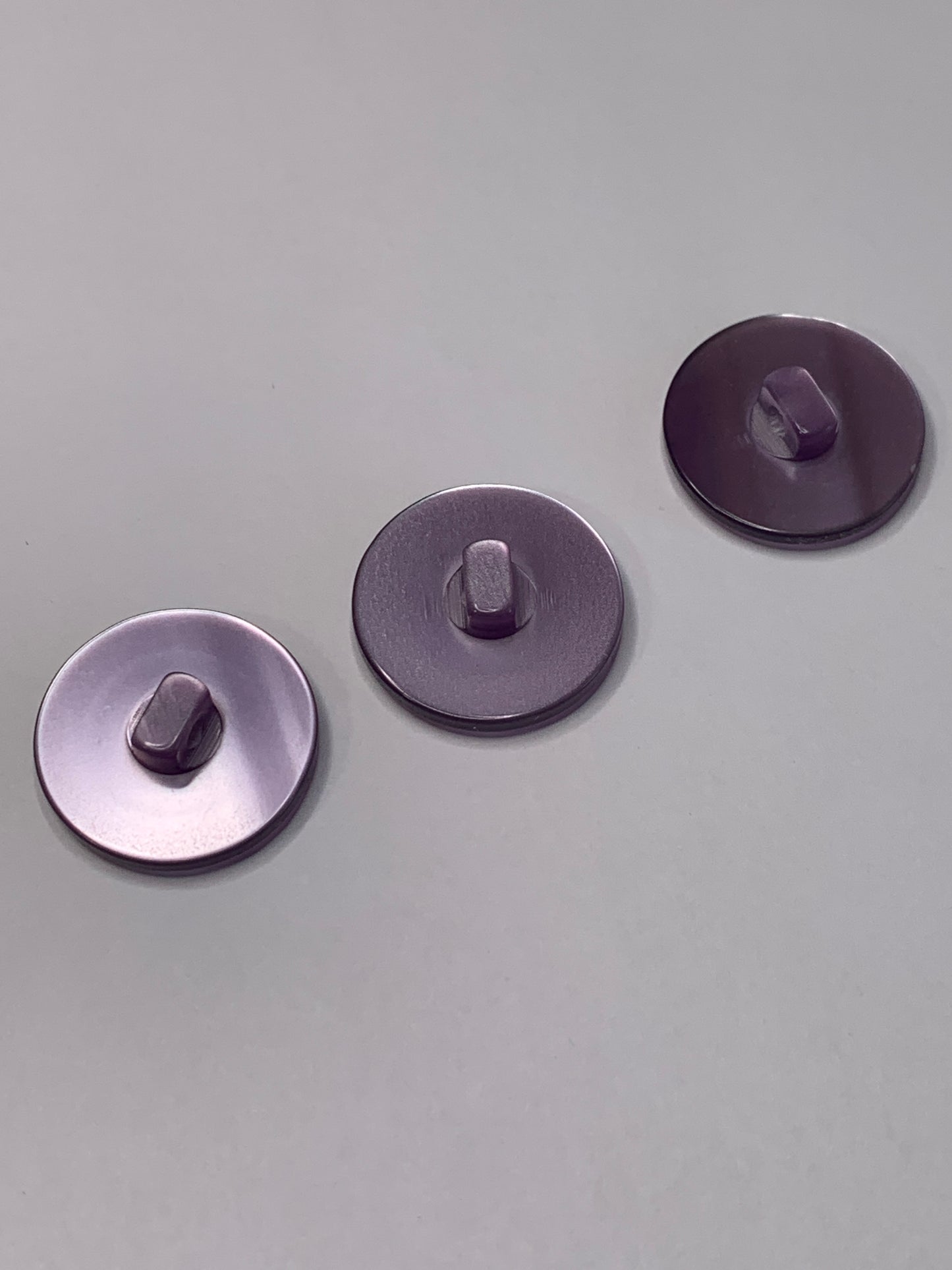 Vintage 3 Big Round Plastic Buttons, Shank, Medium Purple, 2.0 cm, New/Old Stock