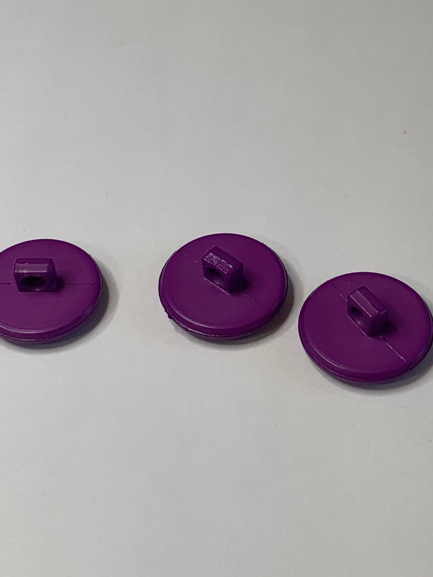 Vintage 3 Round Plastic Buttons, Shank, Medium Purple, 1.5 cm, New/Old Stock