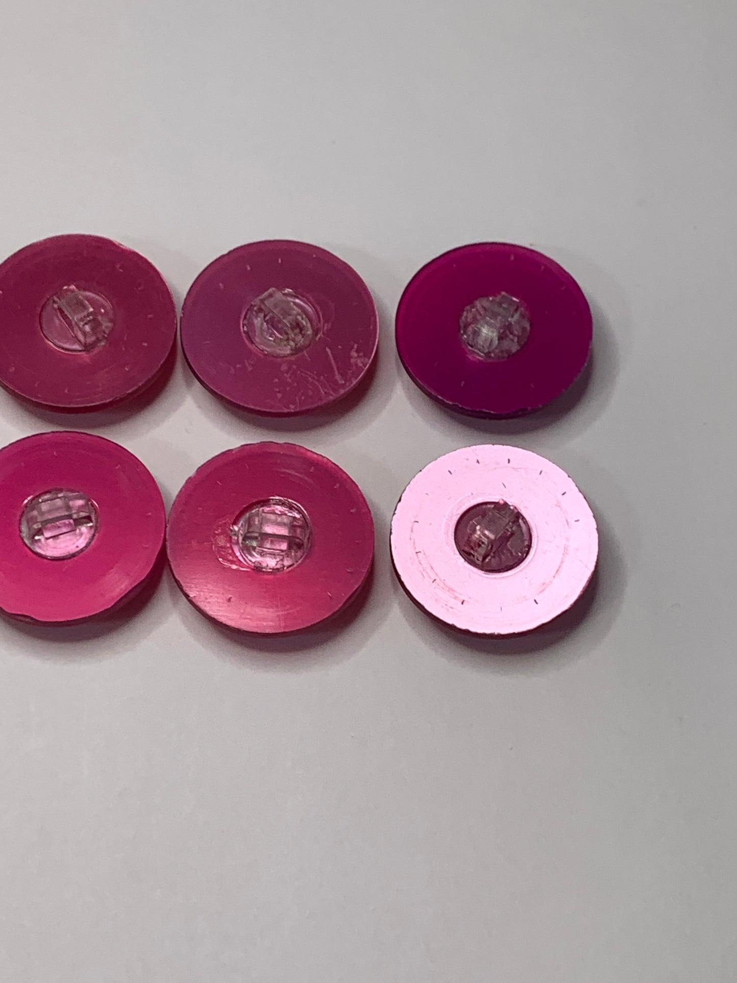 Vintage 6 Round Plastic Buttons, Shank, Medium Purple, 2.0 cm, New/Old Stock
