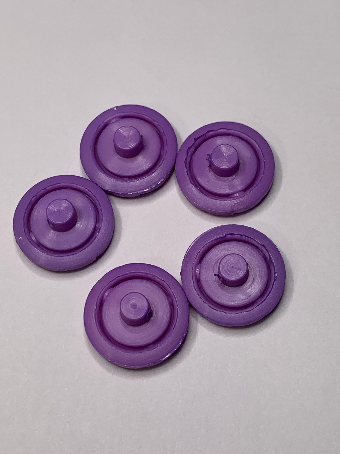 Vintage 5  Round Plastic Buttons, Shank, Medium Purple, 1.5 cm, New/Old Stock
