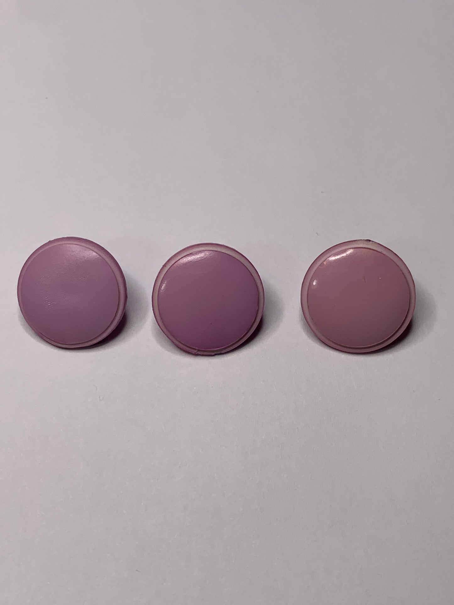 Vintage 3  Round Plastic Buttons, Shank, Medium Purple, 1.4 cm, New/Old Stock