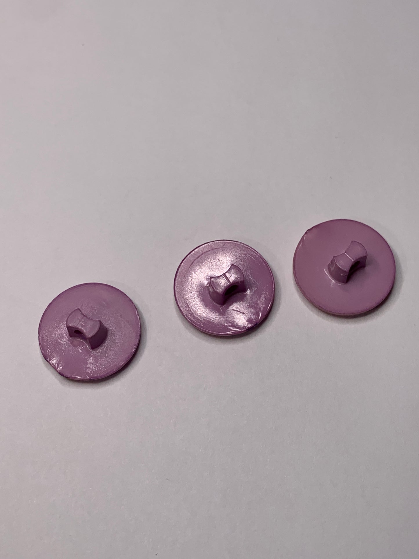 Vintage 3  Round Plastic Buttons, Shank, Medium Purple, 1.4 cm, New/Old Stock