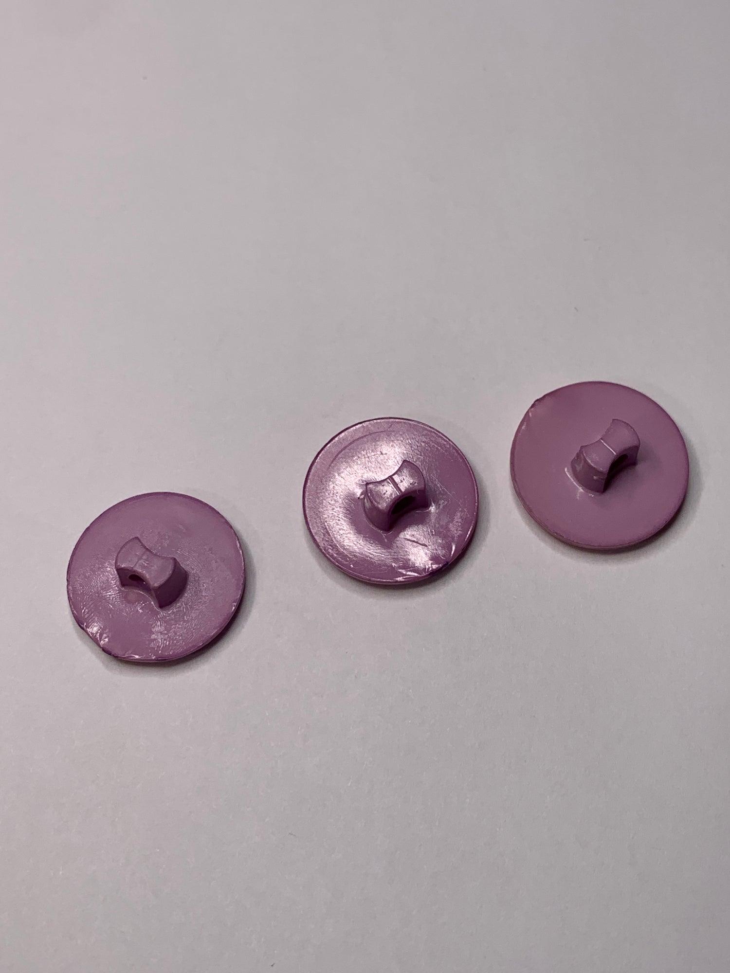 Vintage 3  Round Plastic Buttons, Shank, Medium Purple, 1.4 cm, New/Old Stock