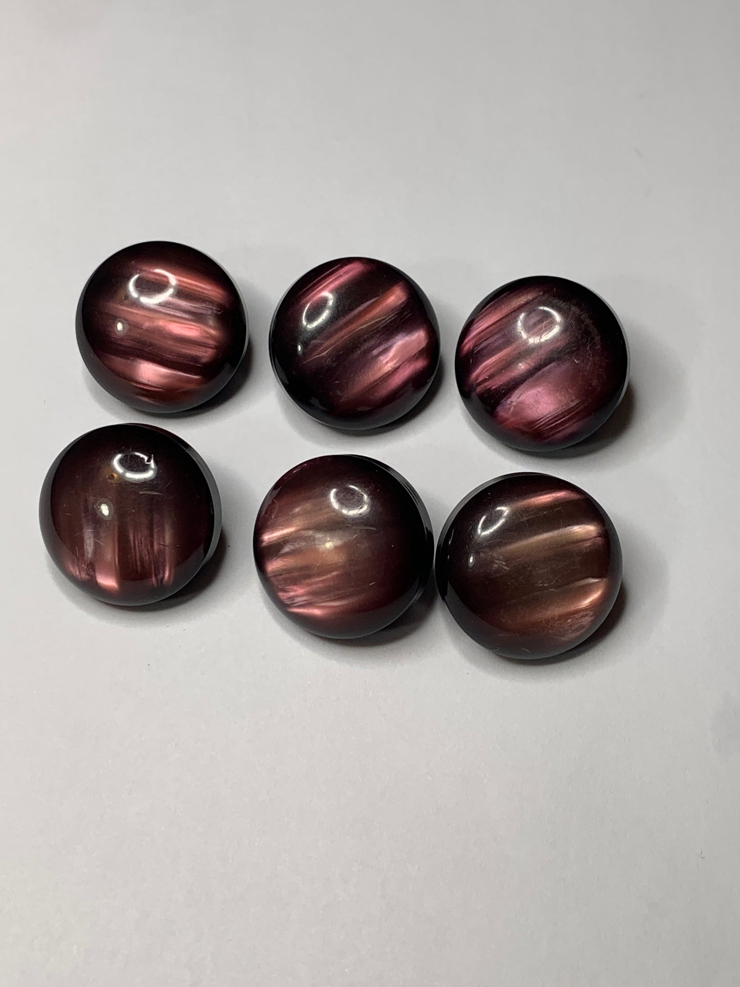 Vintage 6  Round Plastic Buttons, Shank, Medium Purple, 2.0 cm, New/Old Stock