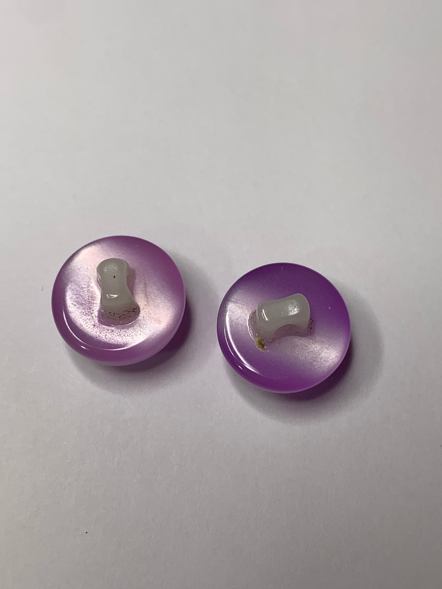 Vintage 2 Round Plastic Buttons, Shank, Medium Purple, 1.2 cm, New/Old Stock