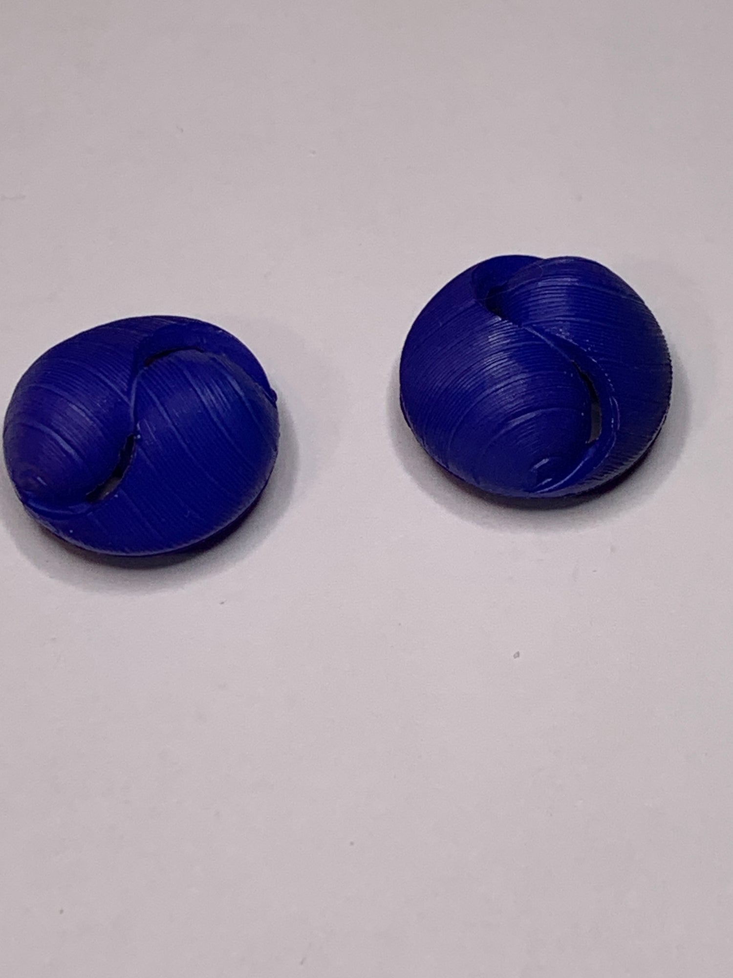 Vintage 2 Round Plastic Buttons, Abstract Design, Shank, Dark Blue, 1.5 cm, New/Old Stock