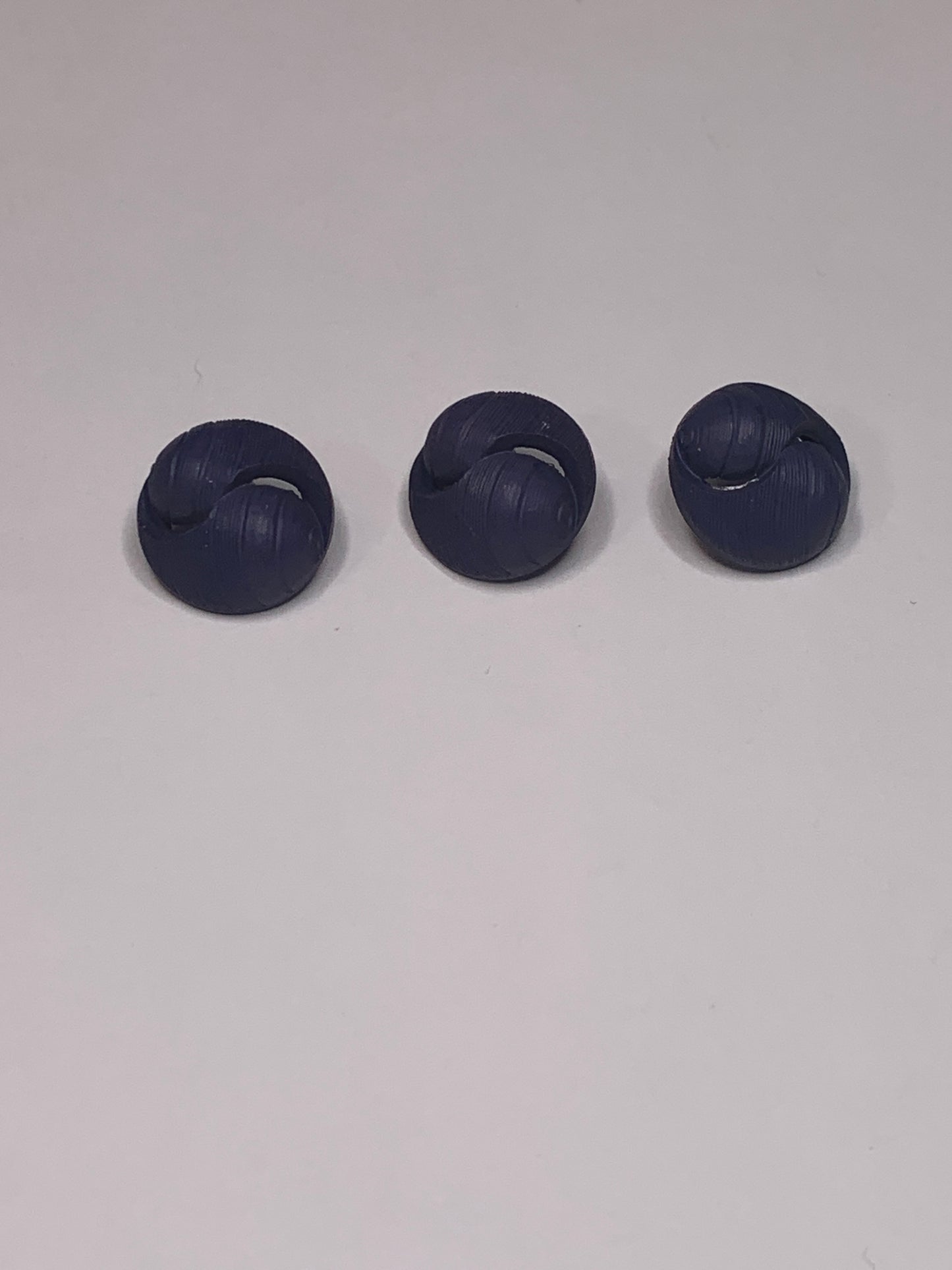 Vintage Baby/Children, 3 Round Plastic Buttons, Abstract Design, Shank, Medium Blue, 1.5 cm, New/Old Stock