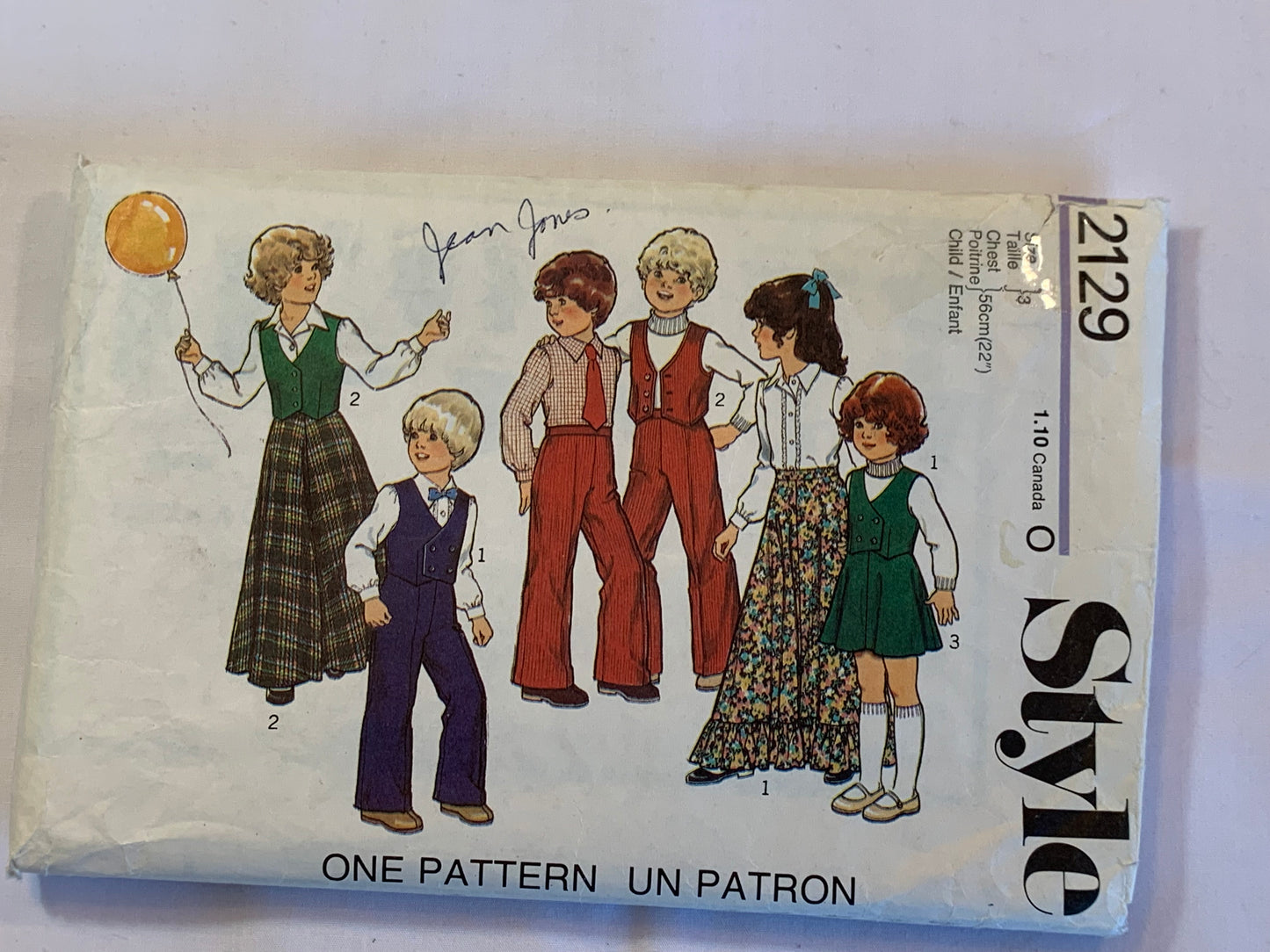 Style Sewing Pattern 2129 Girls'/Boys' Skirt, Pants, Vest, Waistcoat, Shirt, Flared, Side Zipper, Double Breasted, Size 3, Cut, Vintage 1977