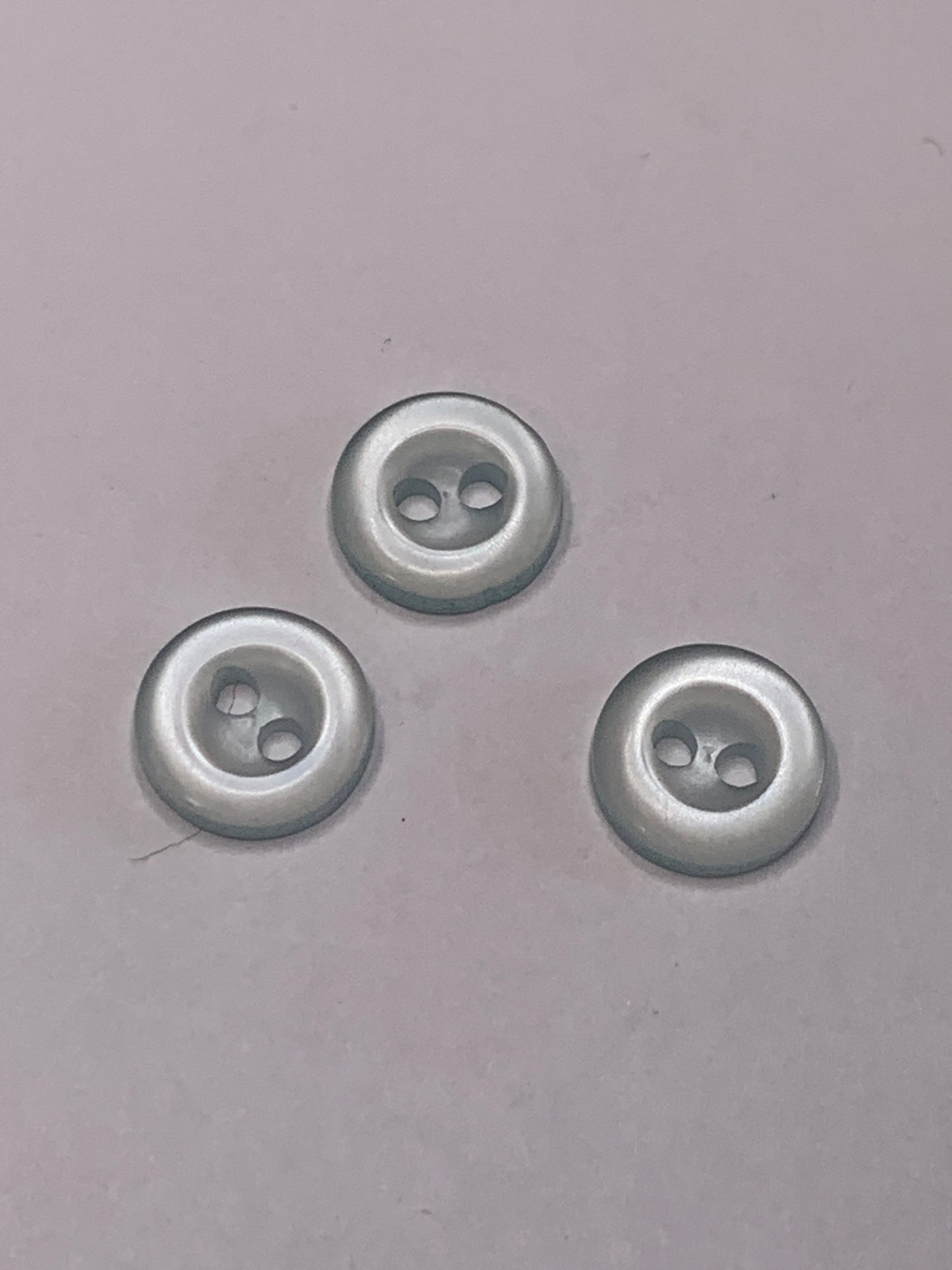 Vintage Children/Baby 3 Round Plastic Buttons, 2 Holes, Blue, .08 cm, New/Old Stock