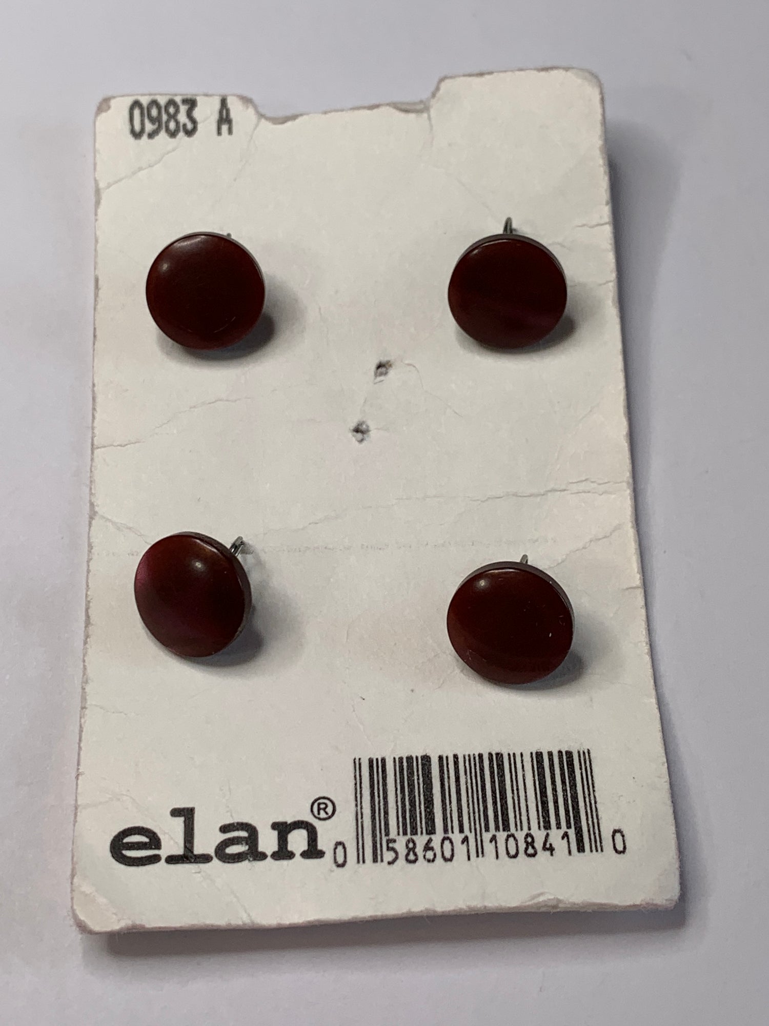 Vintage Children/Baby 4 Plastic Buttons, Shank, Deep Red, .05 cm, New/Old Stock
