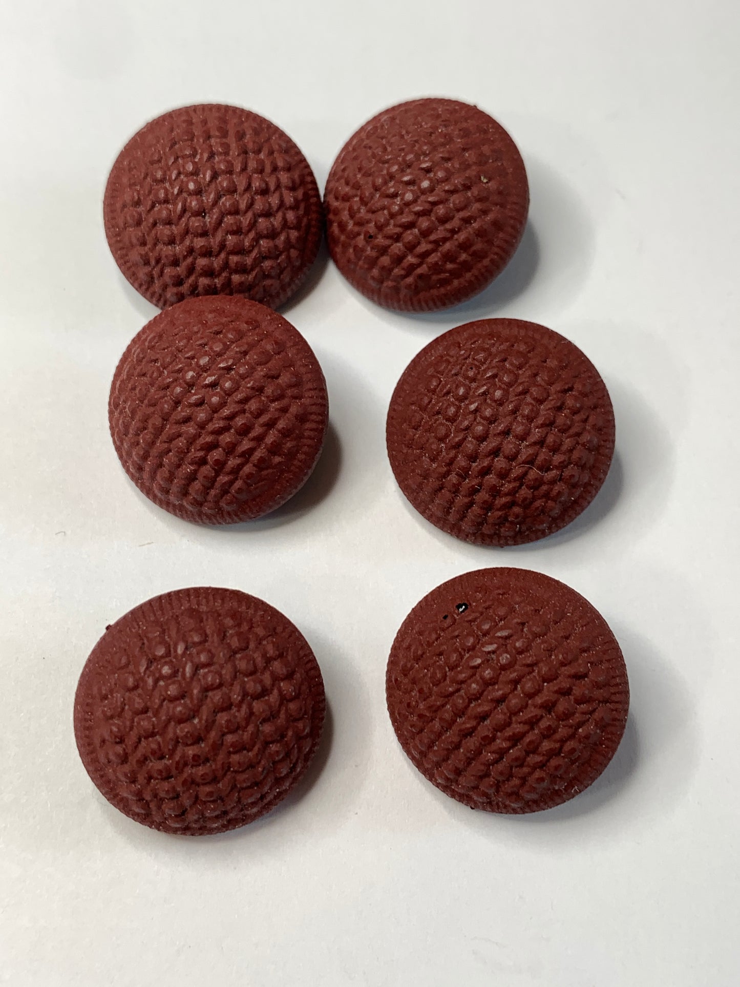 Vintage 6 Round Plastic Buttons, Shank, Red, 2.0 cm, New/Old Stock