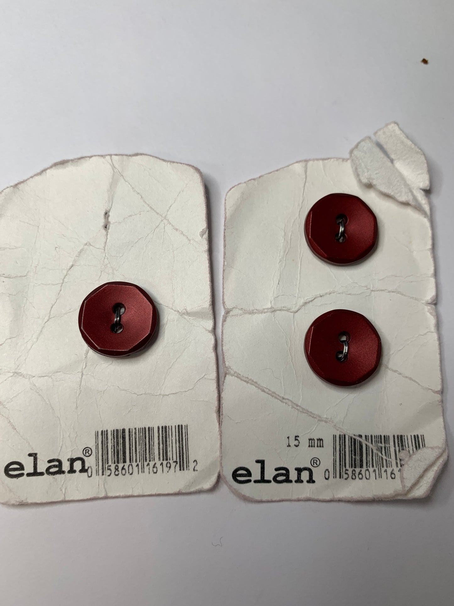 Vintage 3 Octogon Plastic Buttons, Two Hole, Brown Red, 1.5 cm, New/Old Stock