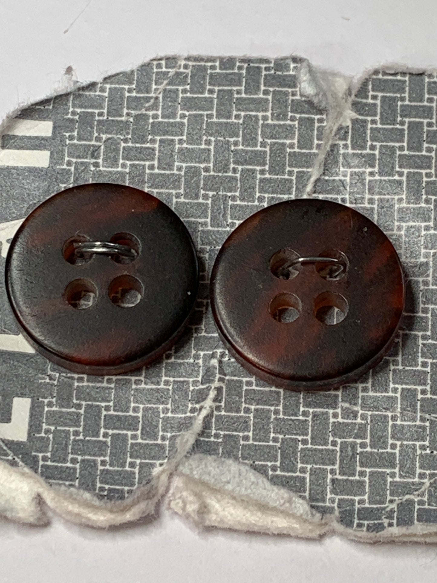 Vintage 2 Round Plastic Buttons, Four Hole, Red, 1.5 cm, New/Old Stock