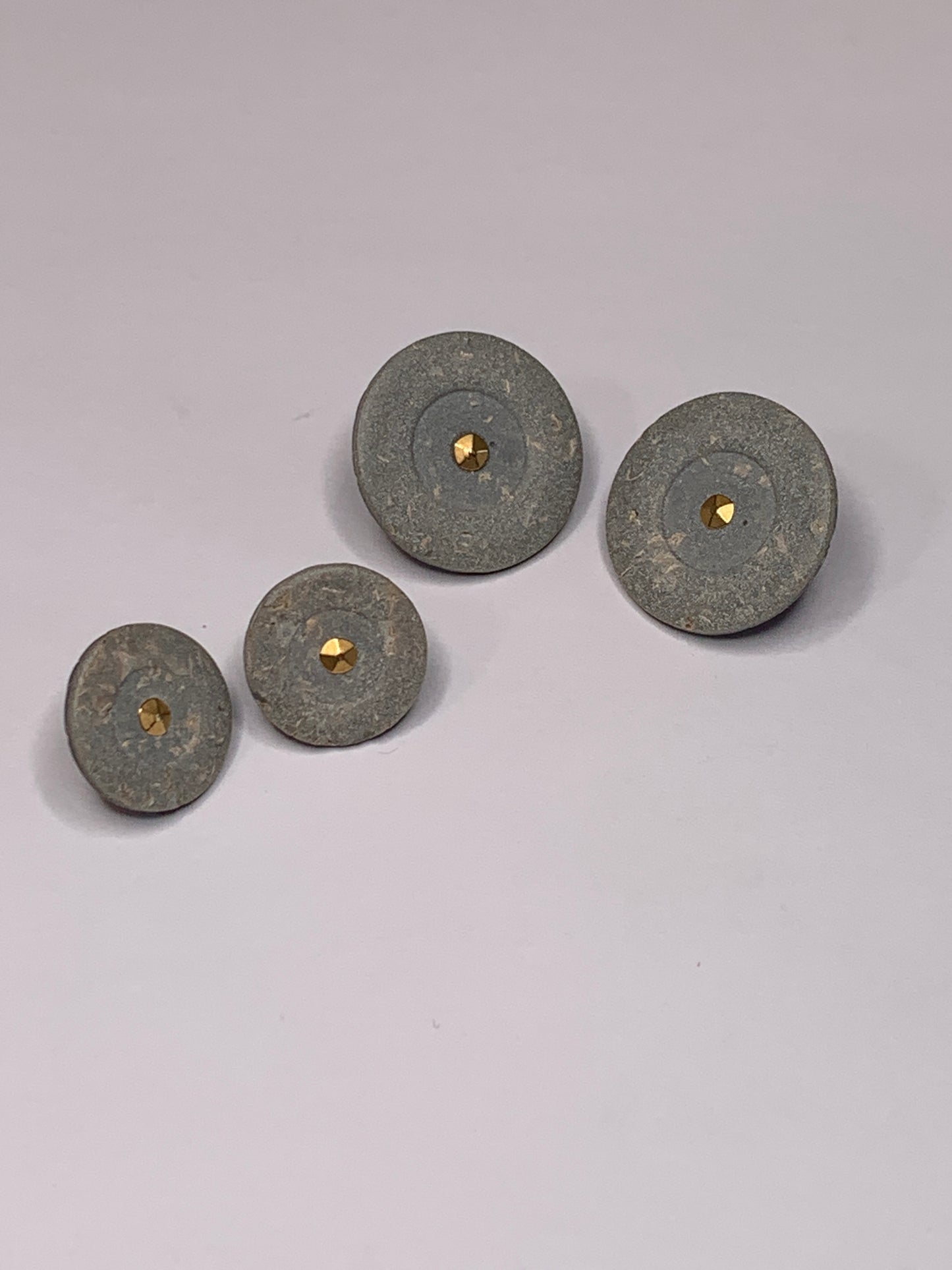 Vintage 4 Round Plastic Buttons, Shank, Grey, Two Sizes 1.8, 1.2 cm, New/Old Stock