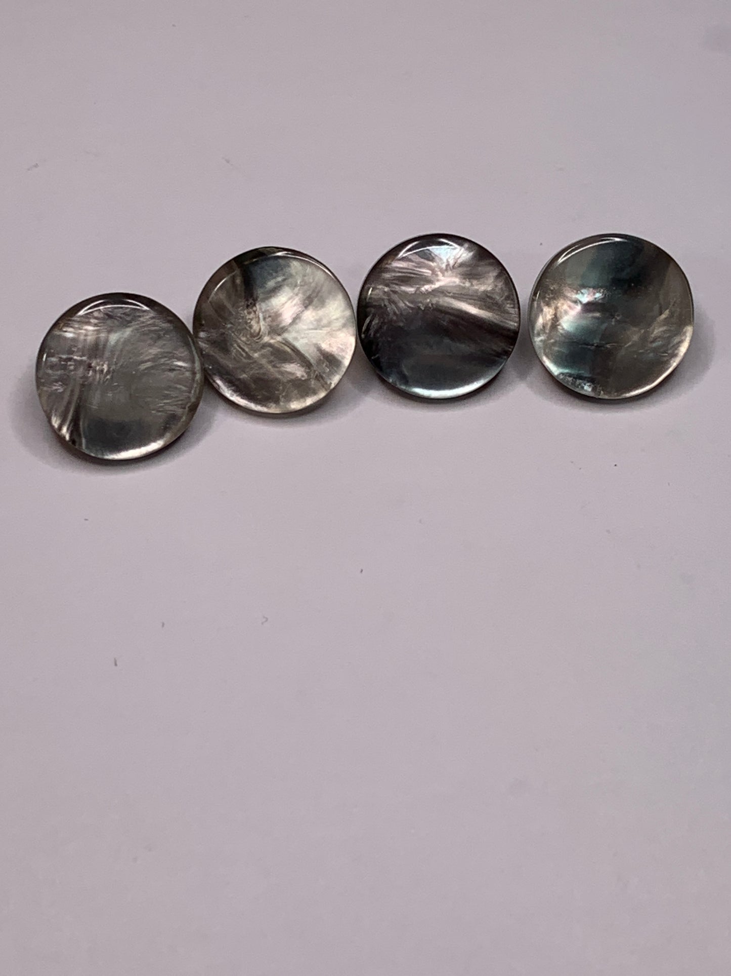 Vintage 4 Round Plastic Buttons, Shank, Grey, 1.5 cm, New/Old Stock