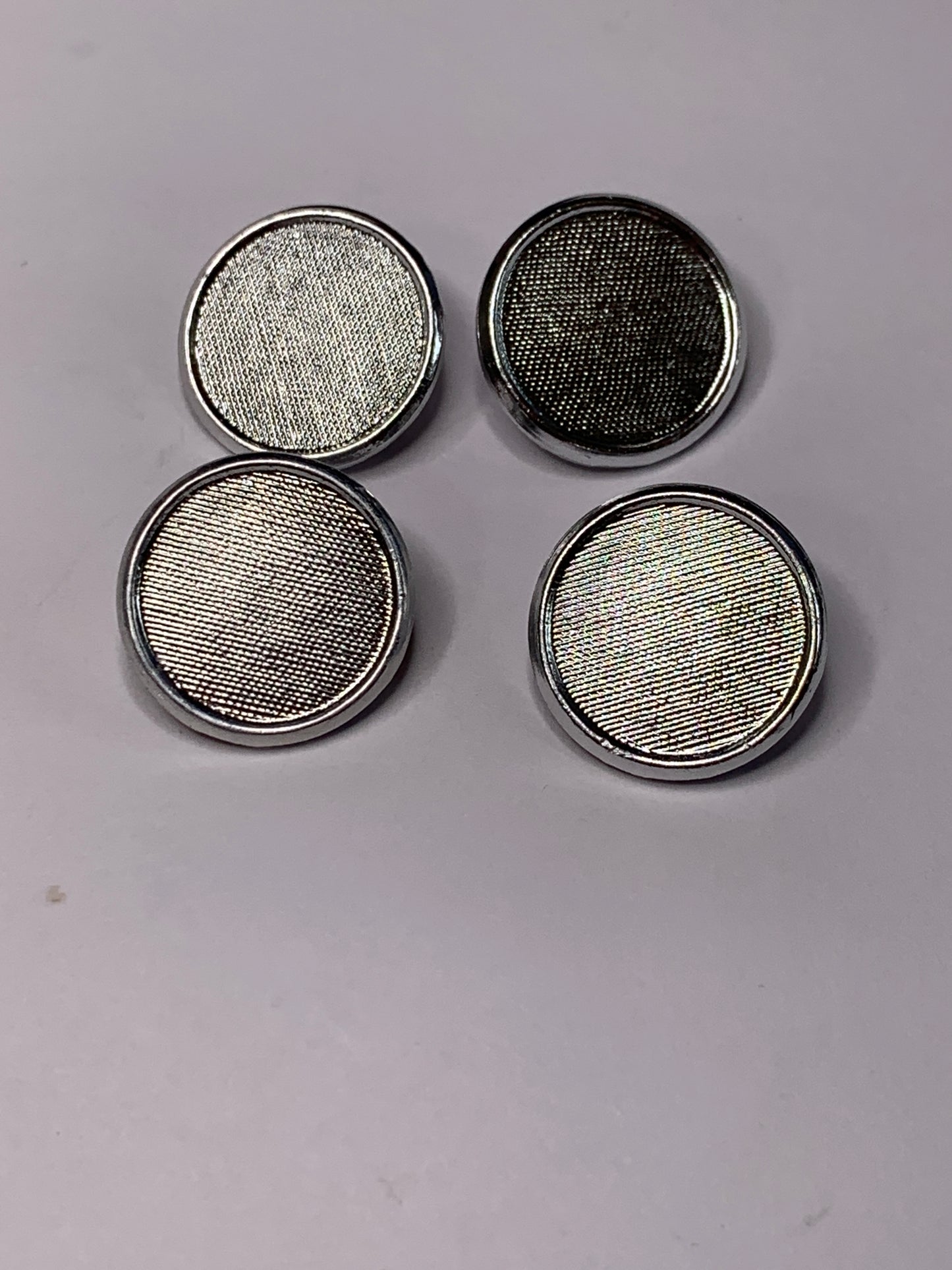 Vintage 4 Round Plastic Buttons, Shank, Grey, 1.5 cm, New/Old Stock