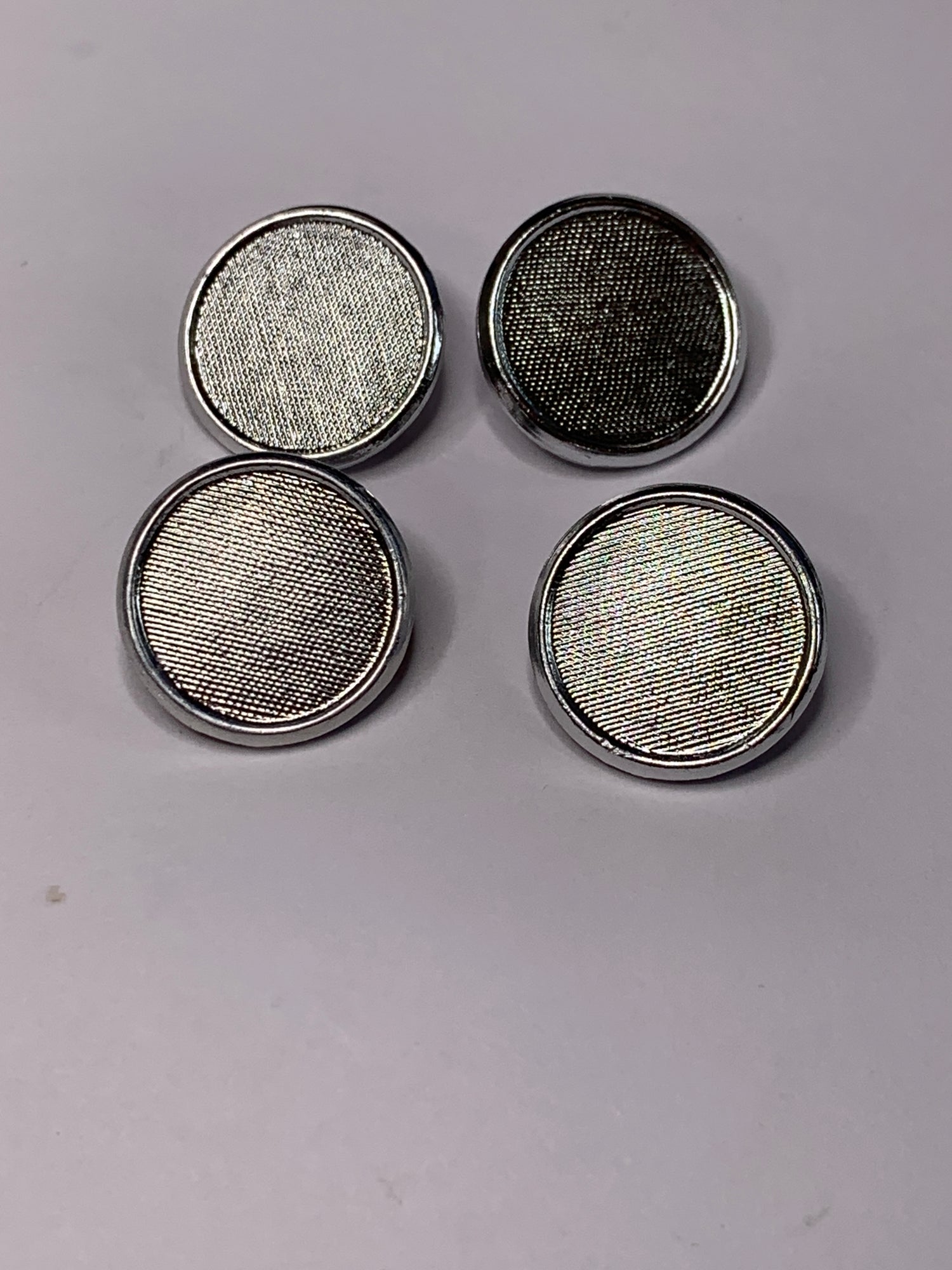 Vintage 4 Round Plastic Buttons, Shank, Grey, 1.5 cm, New/Old Stock