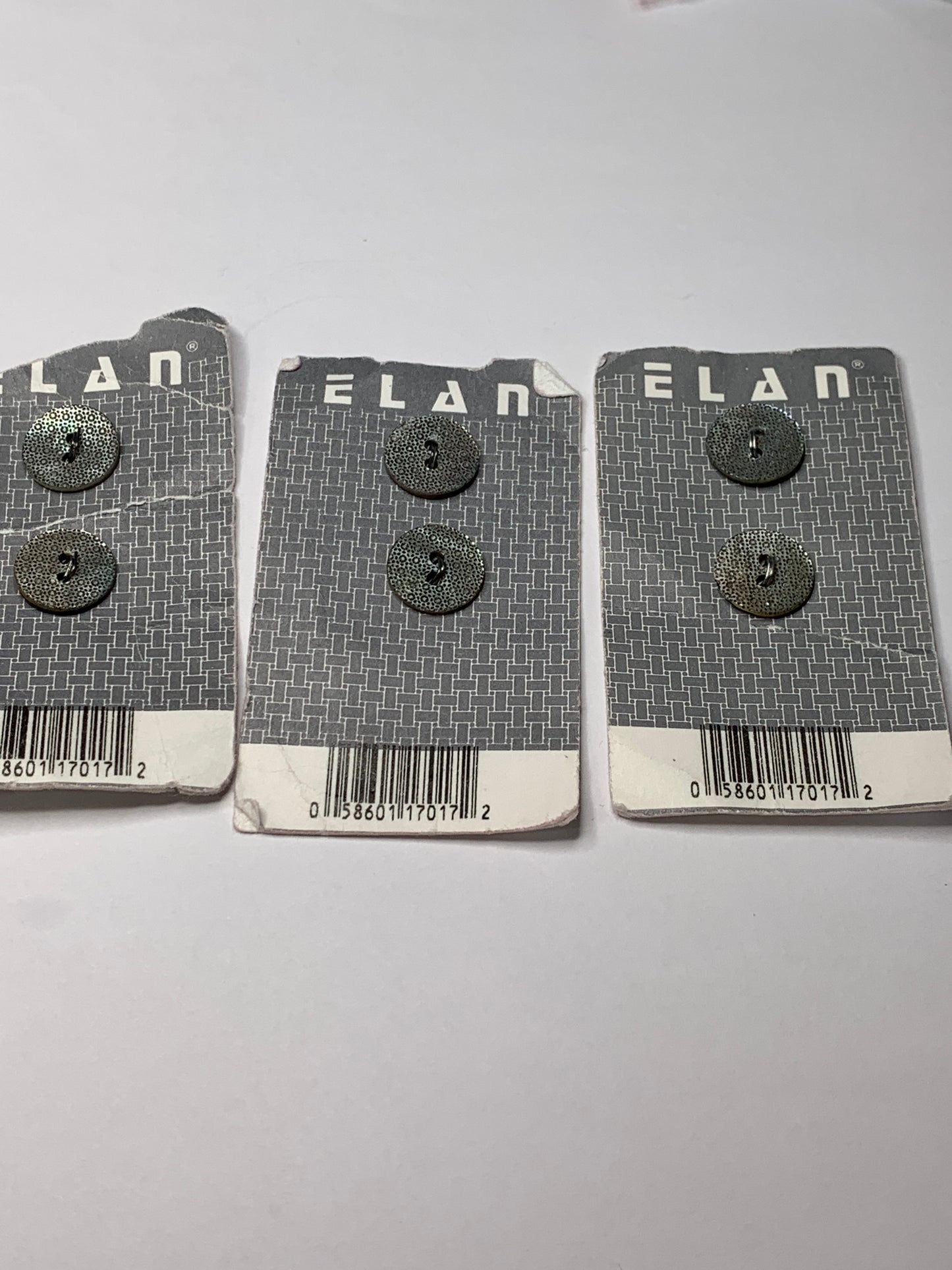 Vintage 6 Round Plastic Buttons, Two Holes, Grey, 1.2 cm, New/Old Stock