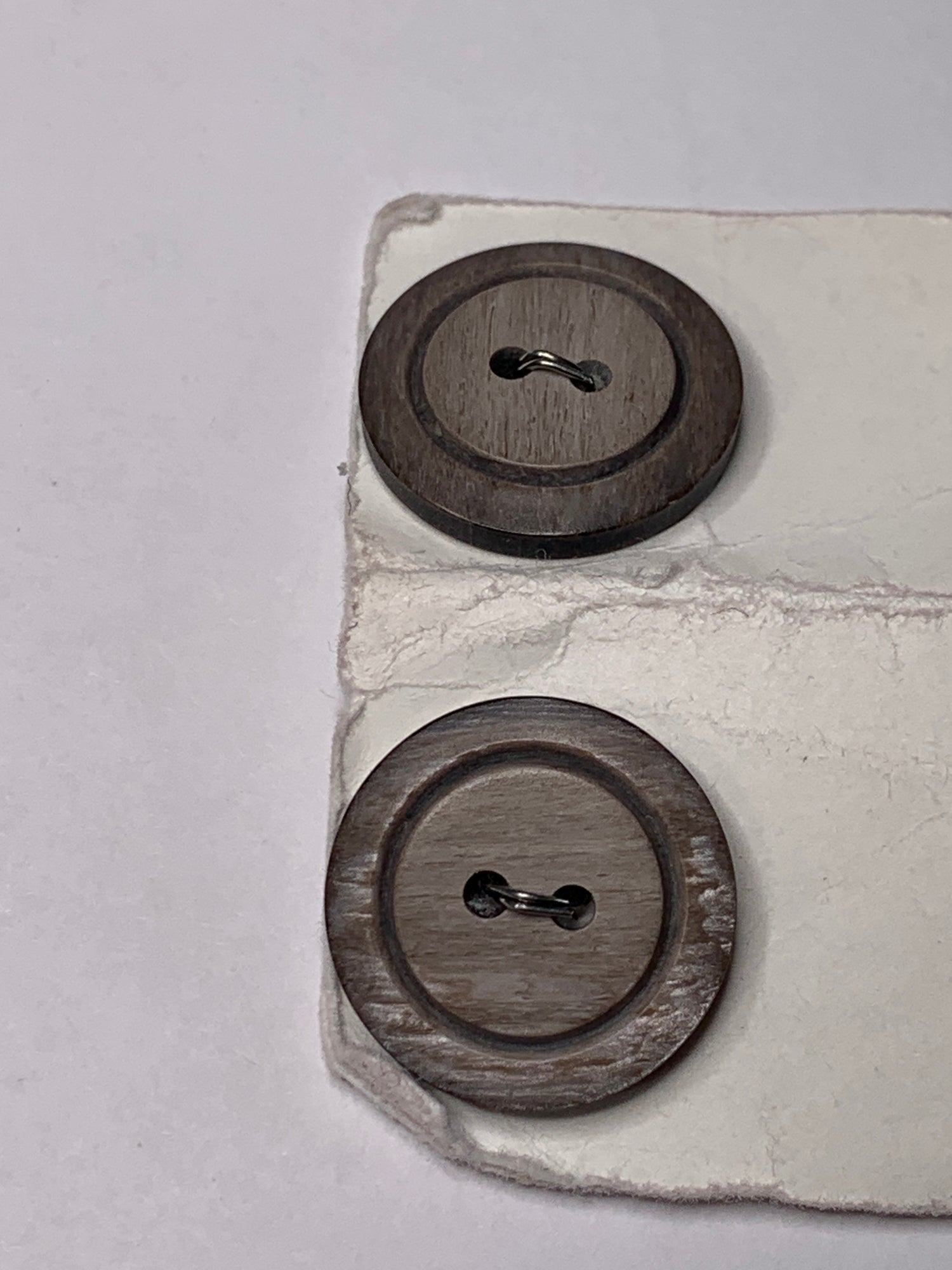 Vintage 2 Round Plastic Buttons, Two Holes, Grey, 1.8 cm, New/Old Stock