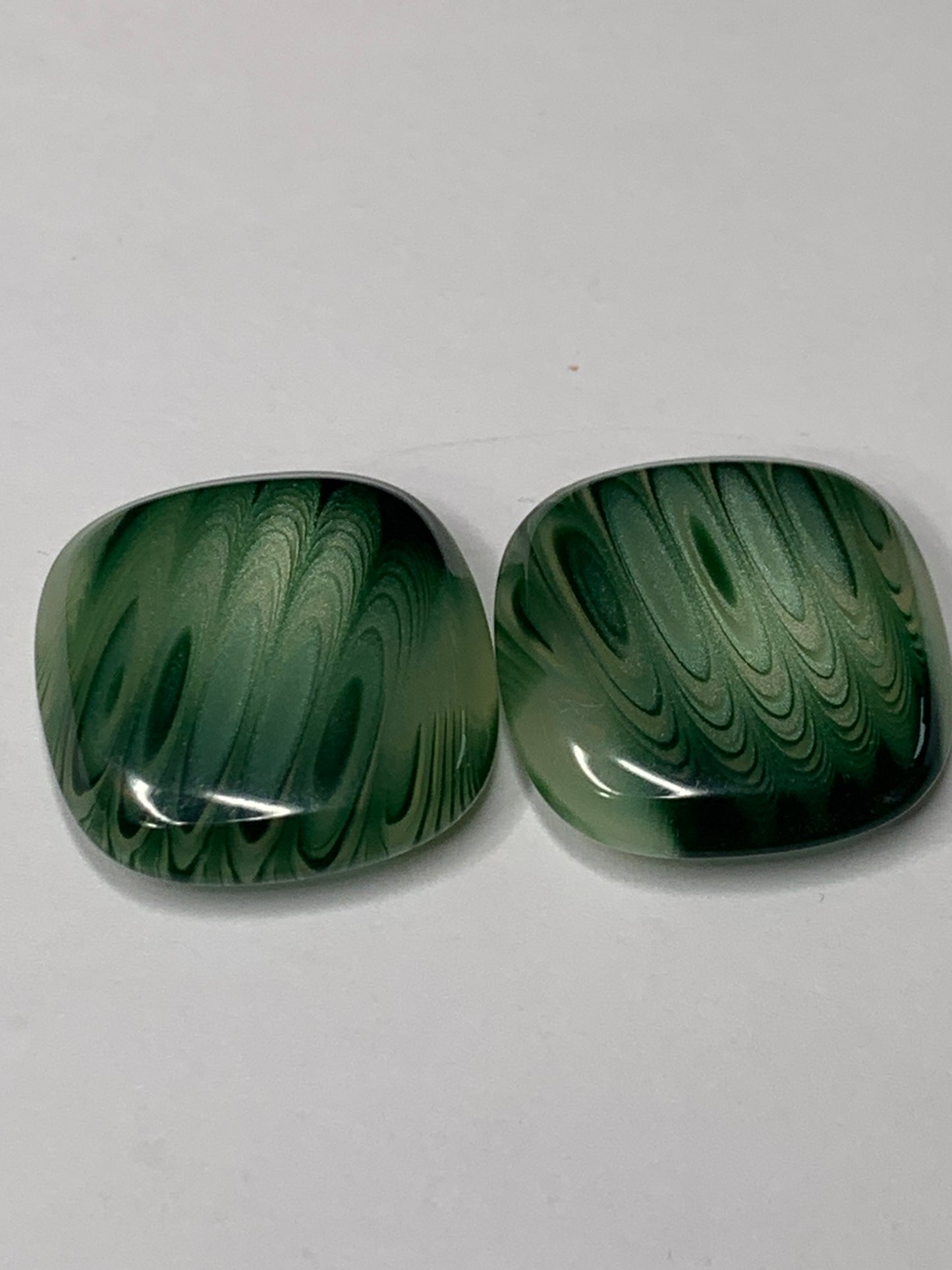 Vintage 2 Square Plastic Buttons, Shank, Green, 2.0 cm, New/Old Stock