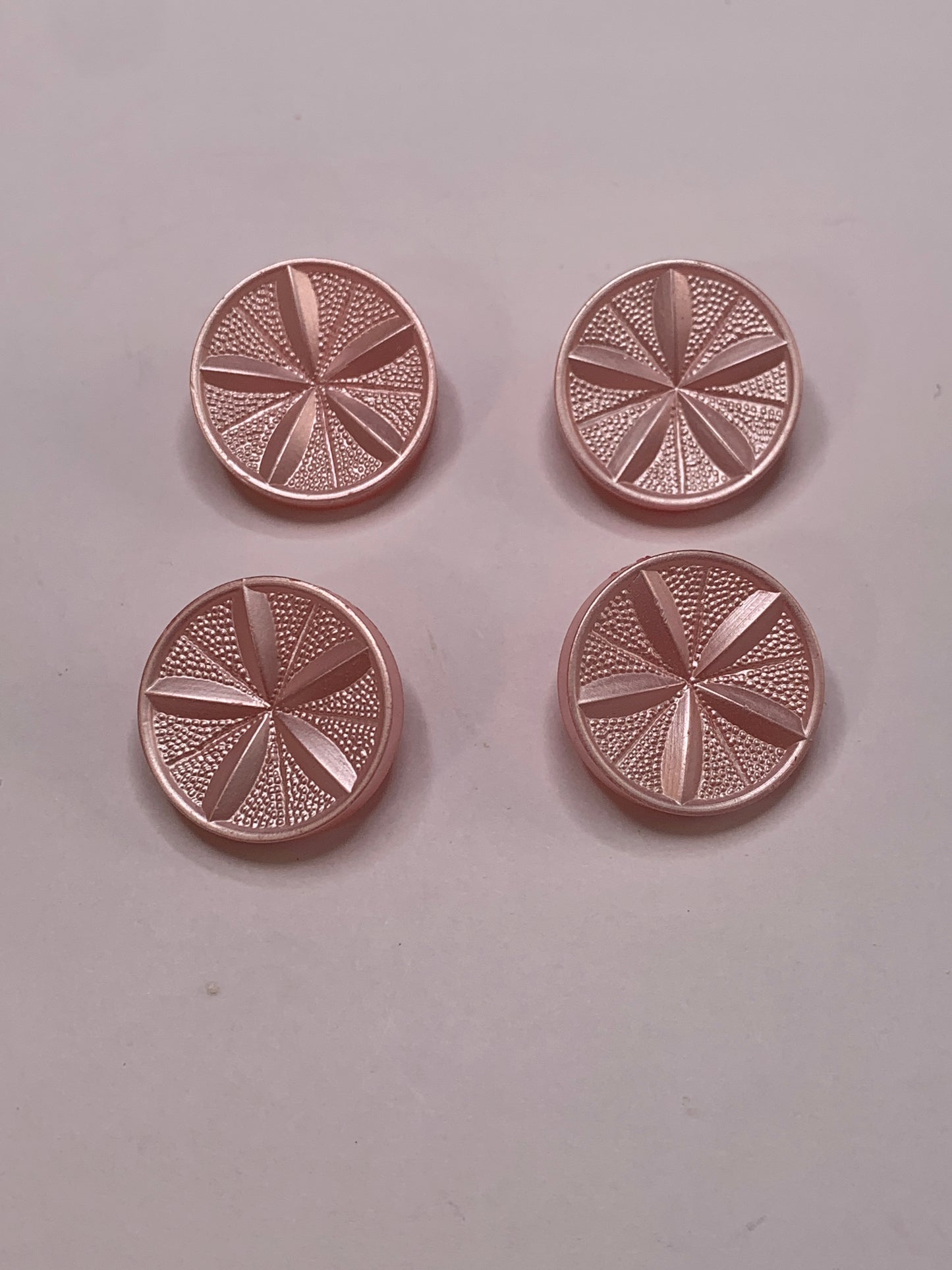 Vintage 4 Round Plastic Buttons, Shank, Pink, 2.0 cm, New/Old Stock