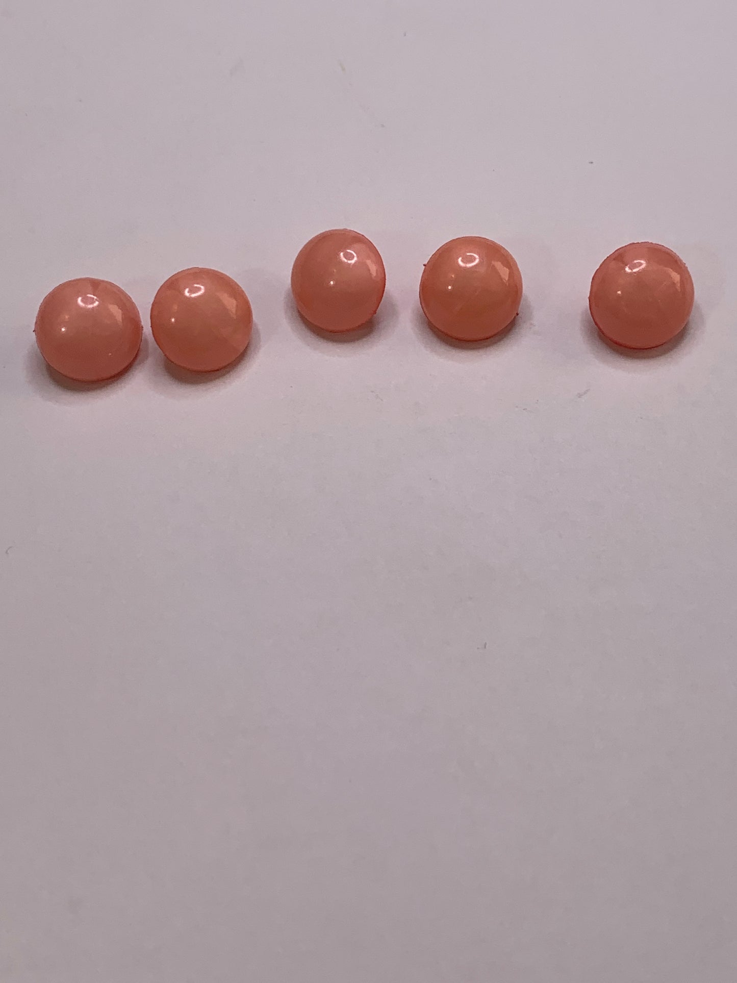 Vintage 5 Round Plastic Buttons, Shank, Pink, 1.0 cm, New/Old Stock