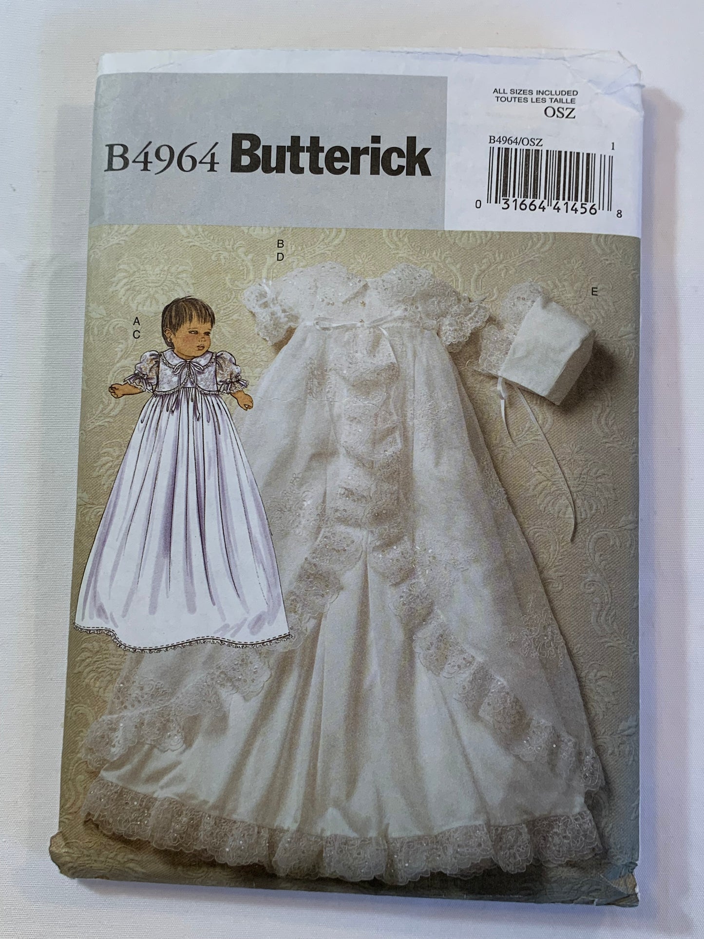 Butterick Sewing Pattern B4964 Infants' Jacket, Coat, gown, Panties, Hat, Collar, Ruffles, Bonnet, Flared, Size Sm-XL, Cut, 2007