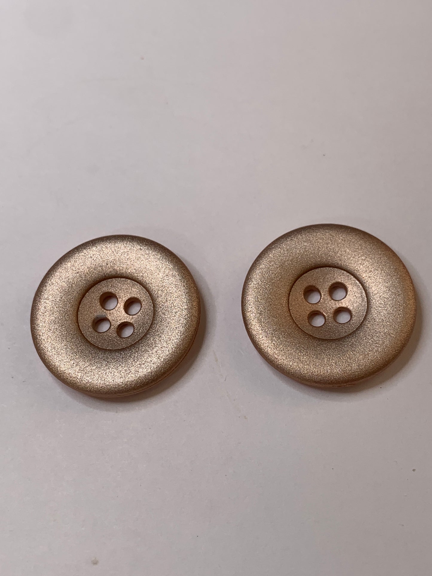 Vintage 2 Round Plastic Buttons, 4 Holes, Pink, 2.2 cm, New/Old Stock