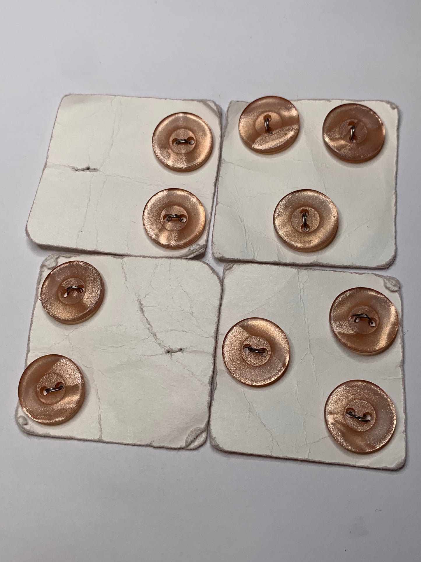 Vintage 10 Round Plastic Buttons, 2 Holes, Pink, 1.8 cm, New/Old Stock